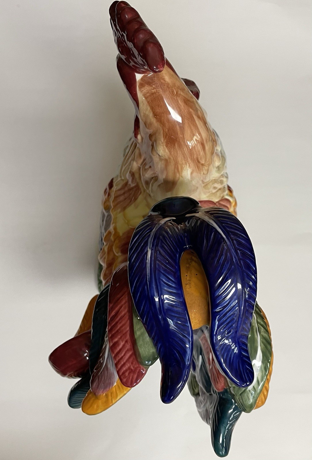 Ceramic Rooster on Sunflower Large Vintage J. Willfred Handpainted Sadek 15.5″