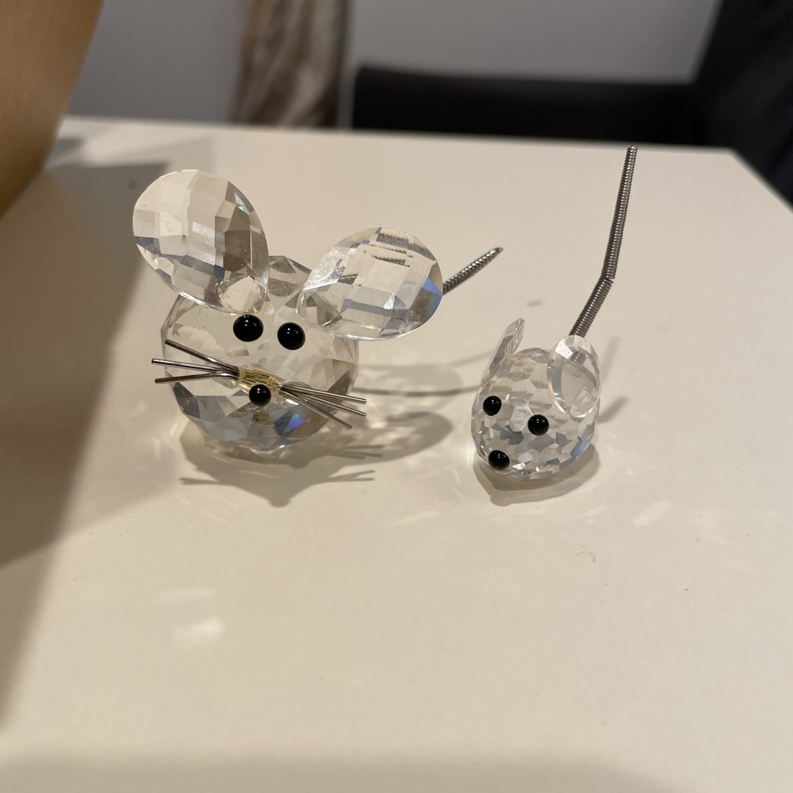 Swarovski Crystal Mouse with Metal Tails Small, Medium – set of 2