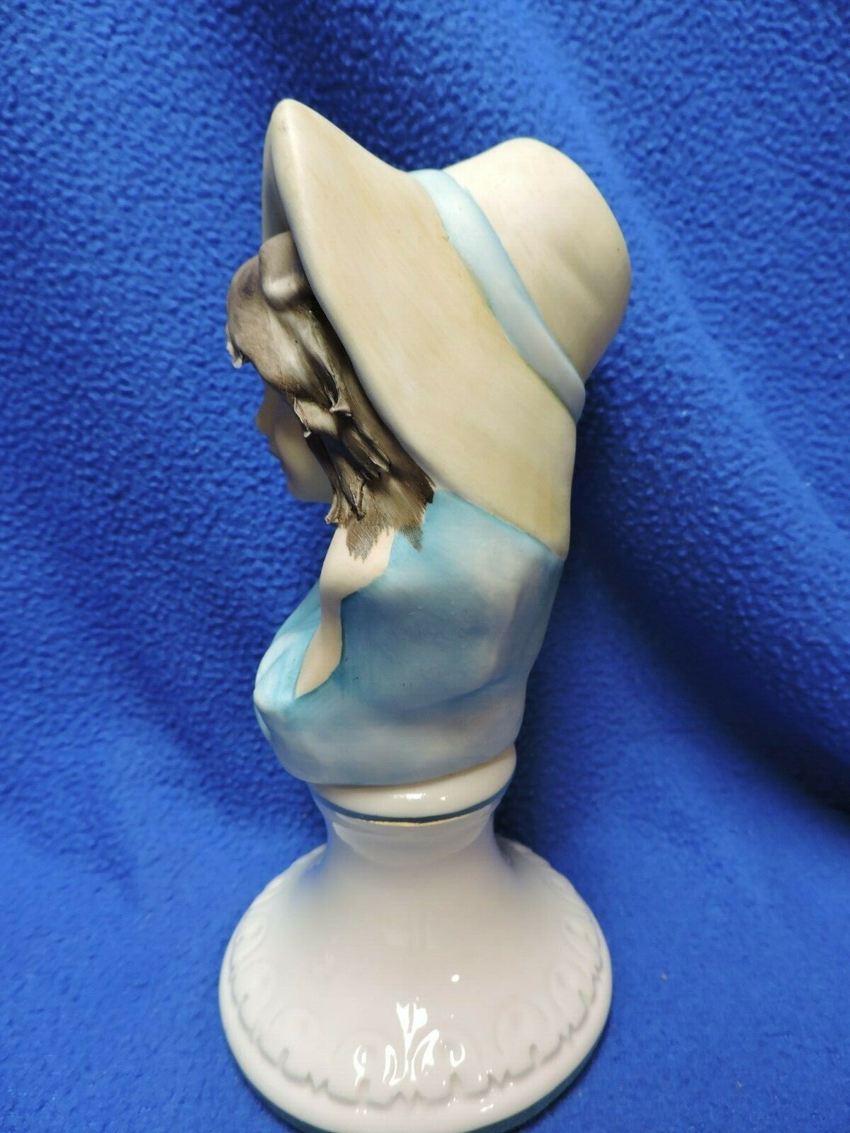 Vintage Ethan Allen Porcelain Bisque Girl Bust Figurine Signed