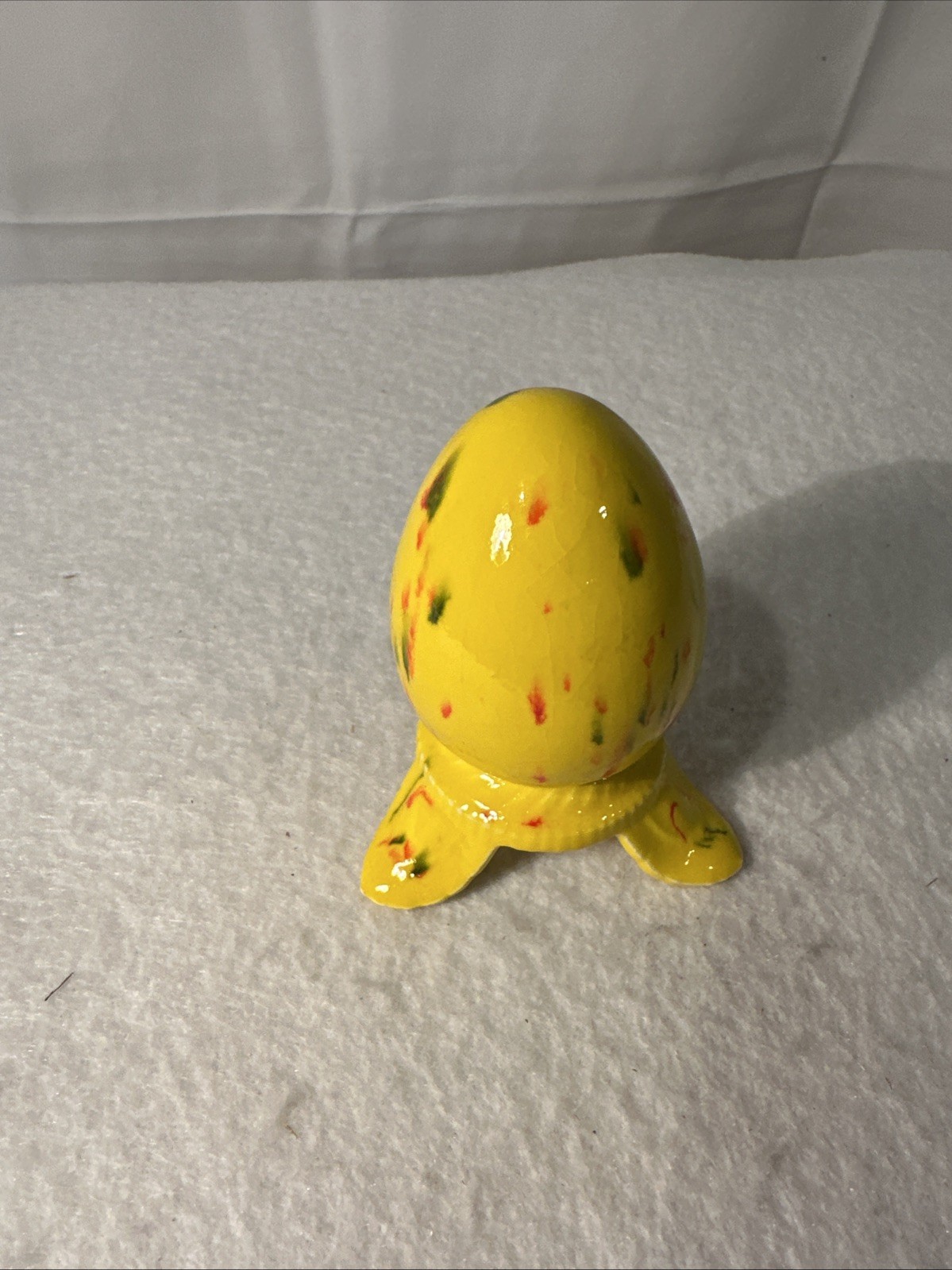 Vintage Hand Painted Porcelain Easter Egg Yellow Delicate Pretty