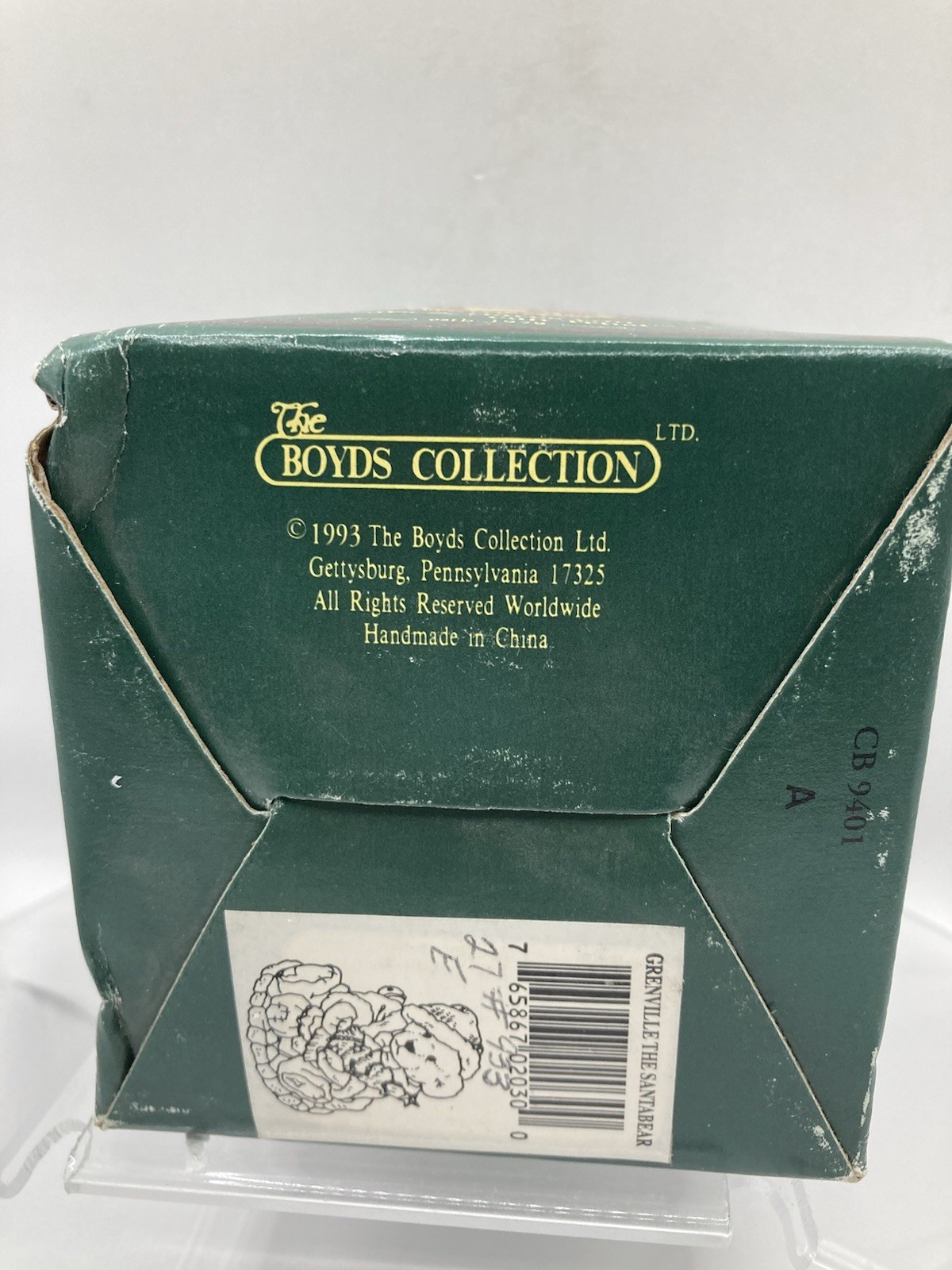 1993 Boyds Bears & Friends Bearstone Grenville The Santa Bear #2030 COA