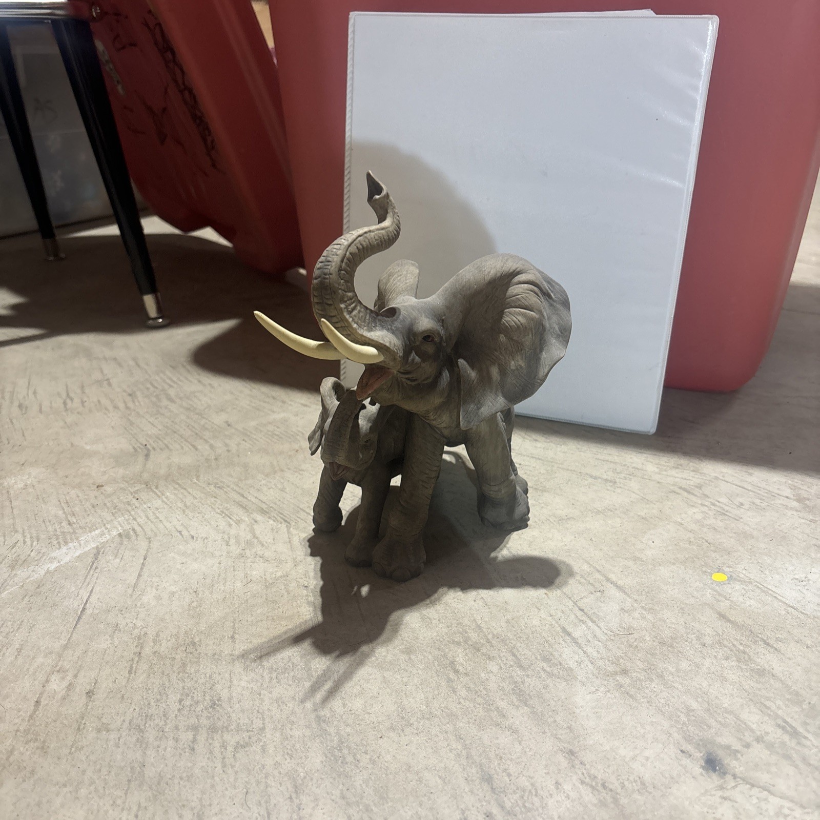 Elephant Family Figurine Andrea by Sadek 5661 Mother and Baby Trunk Up Japan VTG