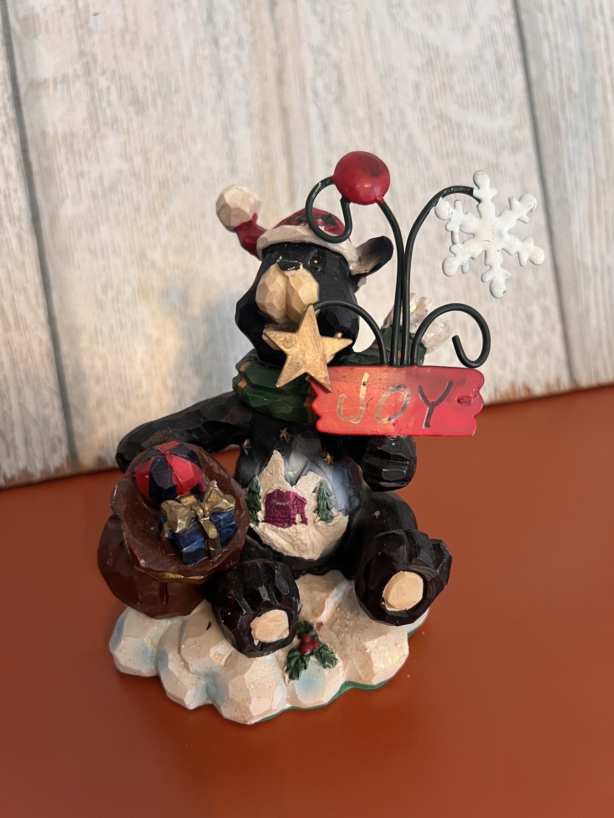 Greenbriar International Holiday Christmas Black Bears Snowflake Figurine 6”