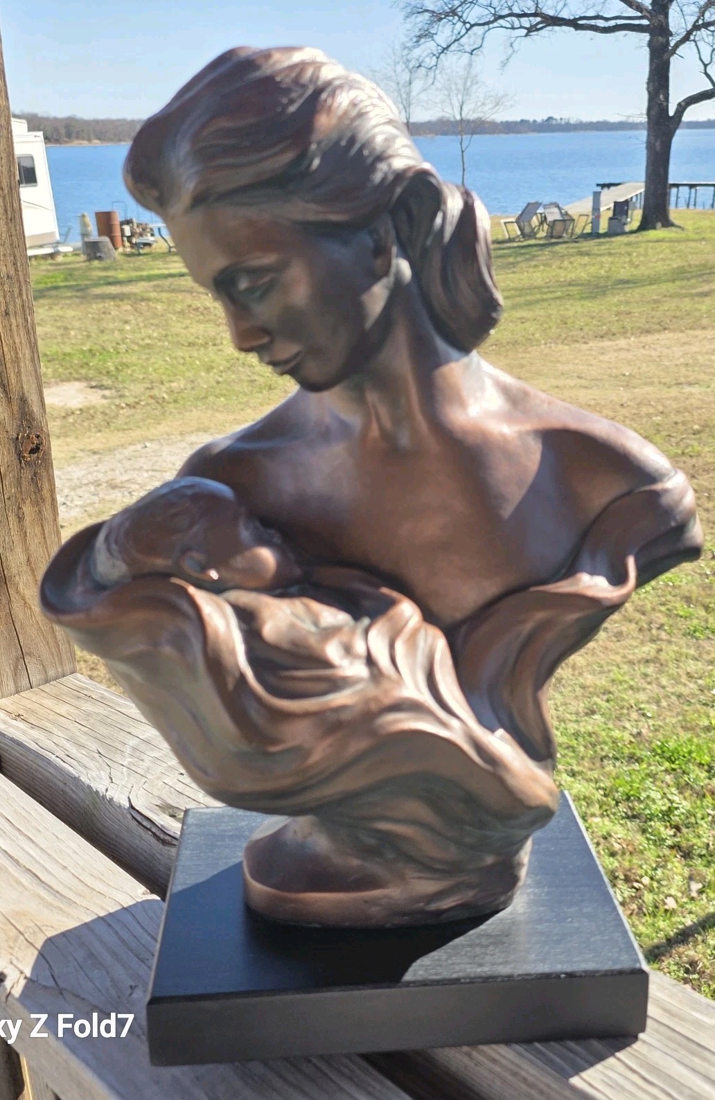 Austin Sculpture Signed HEATH Mother Child Sweet Lullaby 1991 Mom Baby Bust Alic