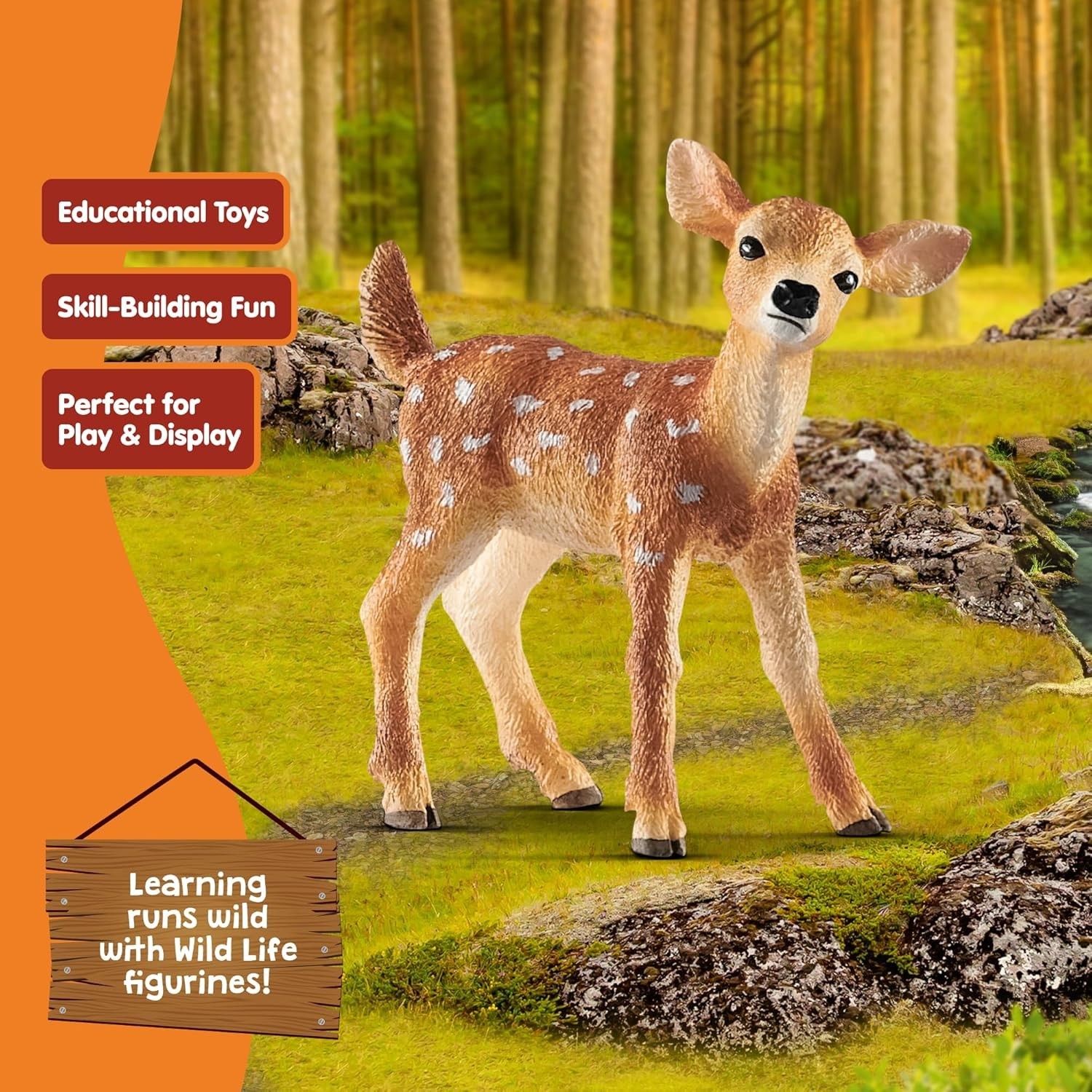 Detailed White-Tailed Fawn Figurine – Fun 2.1 Inch Play Figure for Boys & Girls