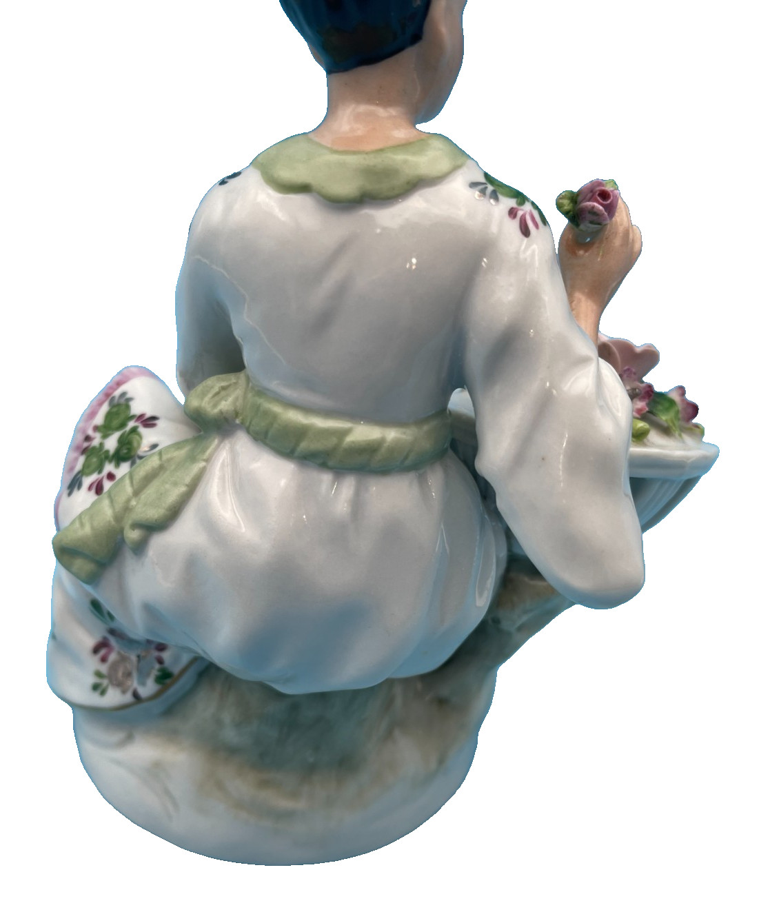 Beautiful Sitzendorf Asian Woman with Tray of Flowers