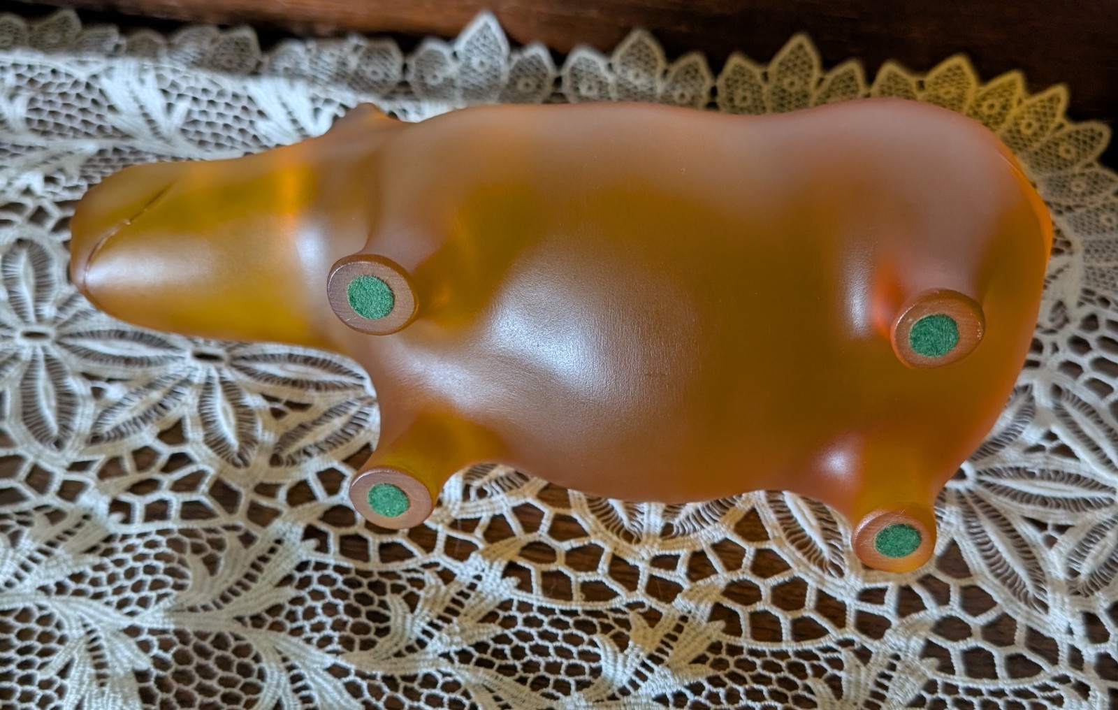 MCM ? Sascha Brastoff Resin Rhino Rhinoceros Sculpture Figurine Amber Apricot