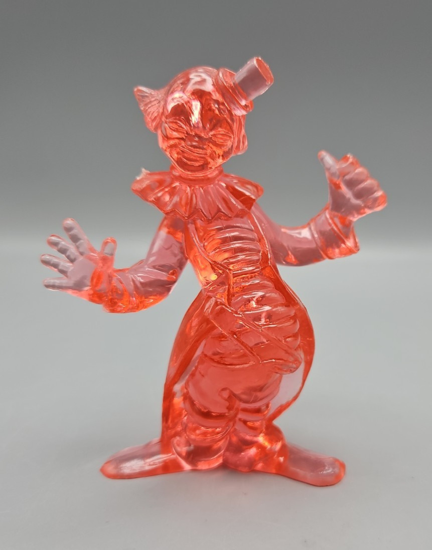 VTG Lucite/Plastic Red Translucent Clown Figure 4” , HONG KONG, Retro Kitsch