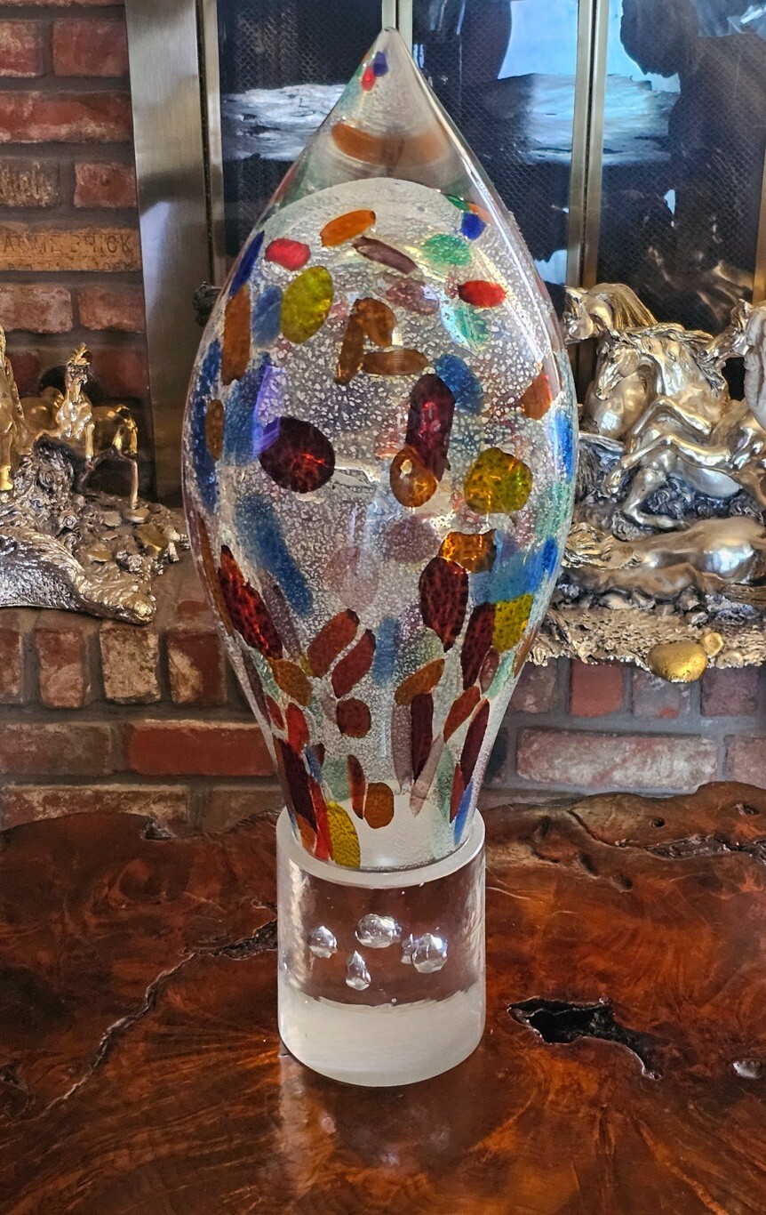 Multicolor Abstract Art Glass Sculpture – Sparkling Gem Tones 24″
