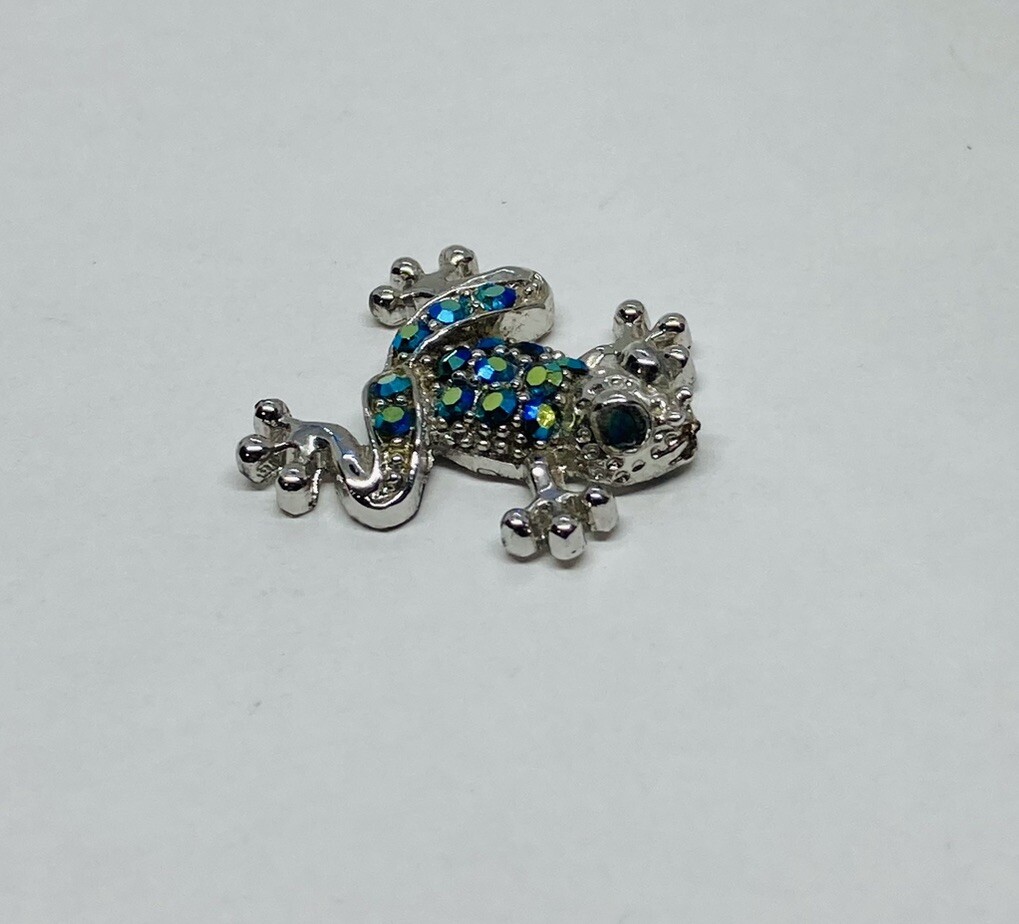 Vintage Multicolor Rhinestones Frog Figurine Set Dollhouse Table Top Decor 1
