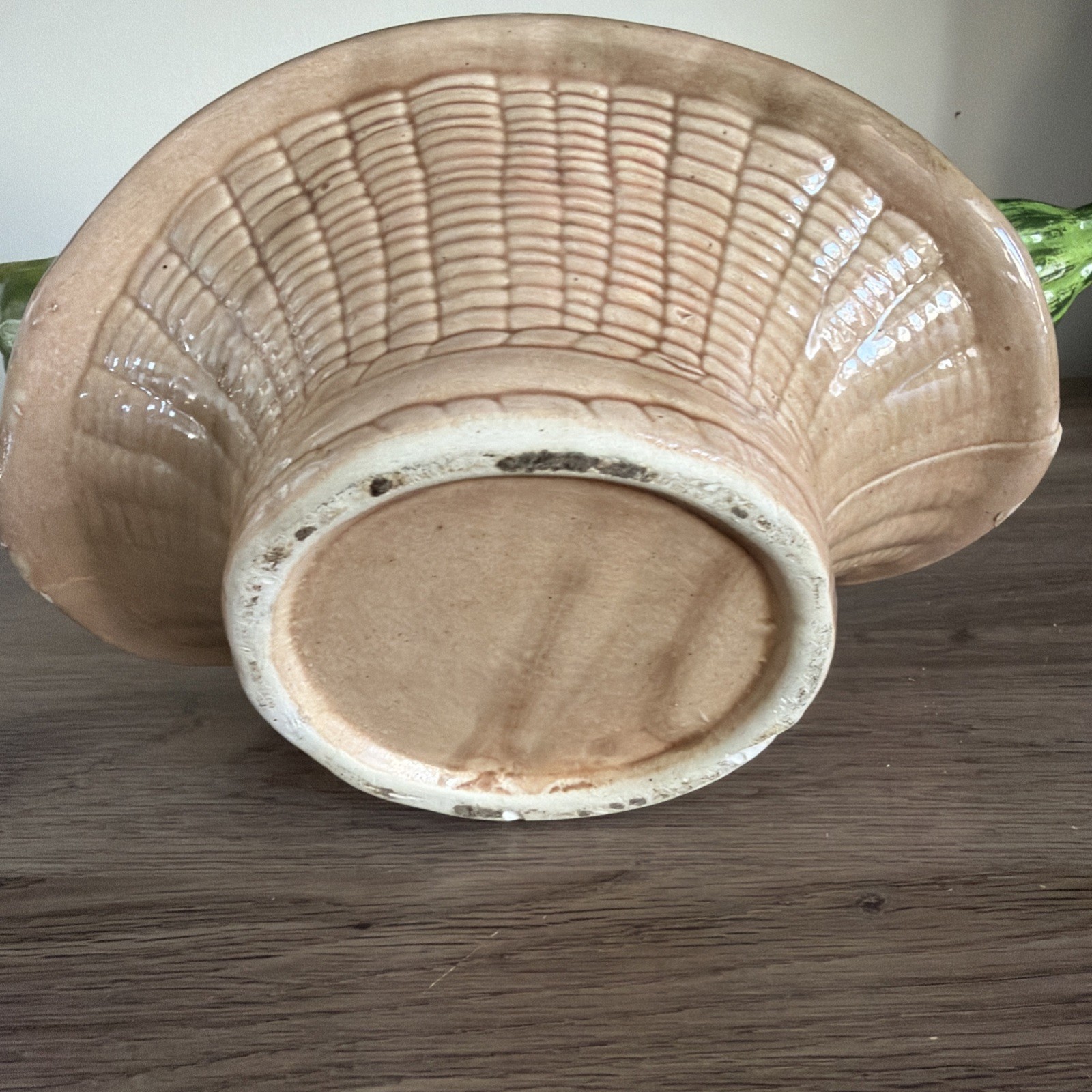 Vintage Hand Painted Ceramic Vegetables in a Bowl Centerpiece 11″ Basket Weave