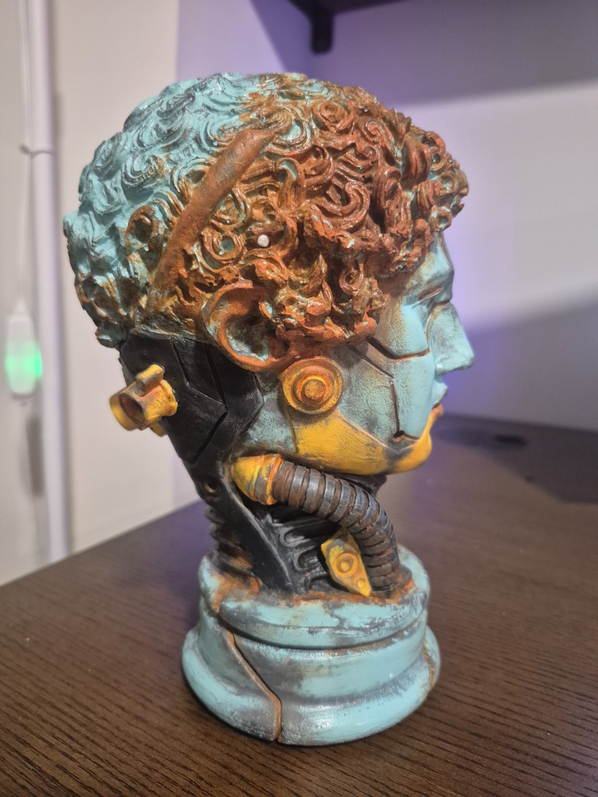 Cyborg Hermes Bust, Hermes Figure, Sci-Fi Art, Robotic Steampunk Statue 8.5 in