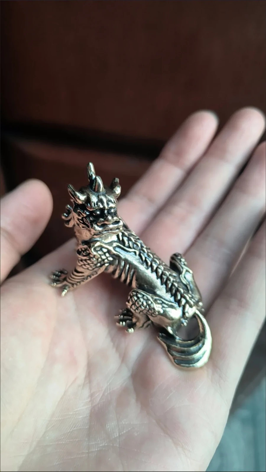 Solid Brass Auspicious Beast 谛听 Statue Tea Pet Table Lucky Wealth Ornament Gift