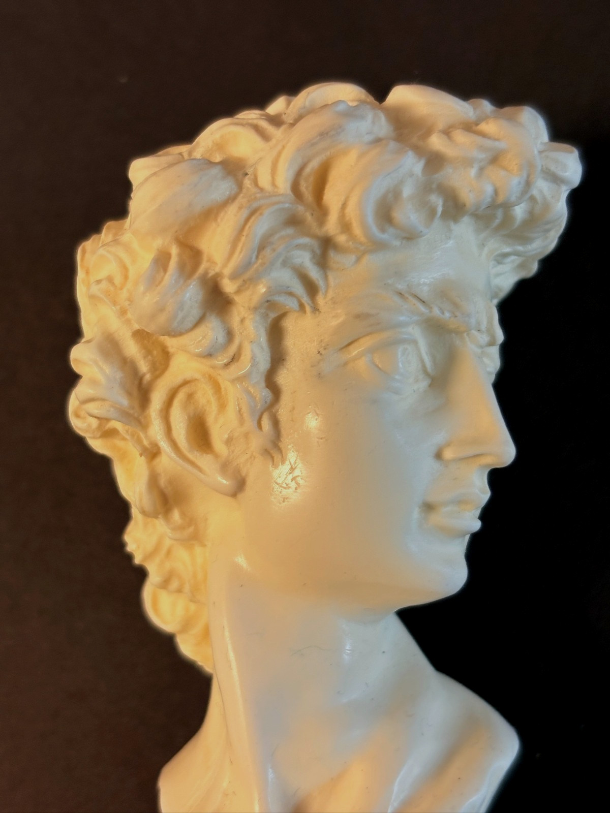 Vintage David Michelangelo Bust 4 1/2″ On Stone Base