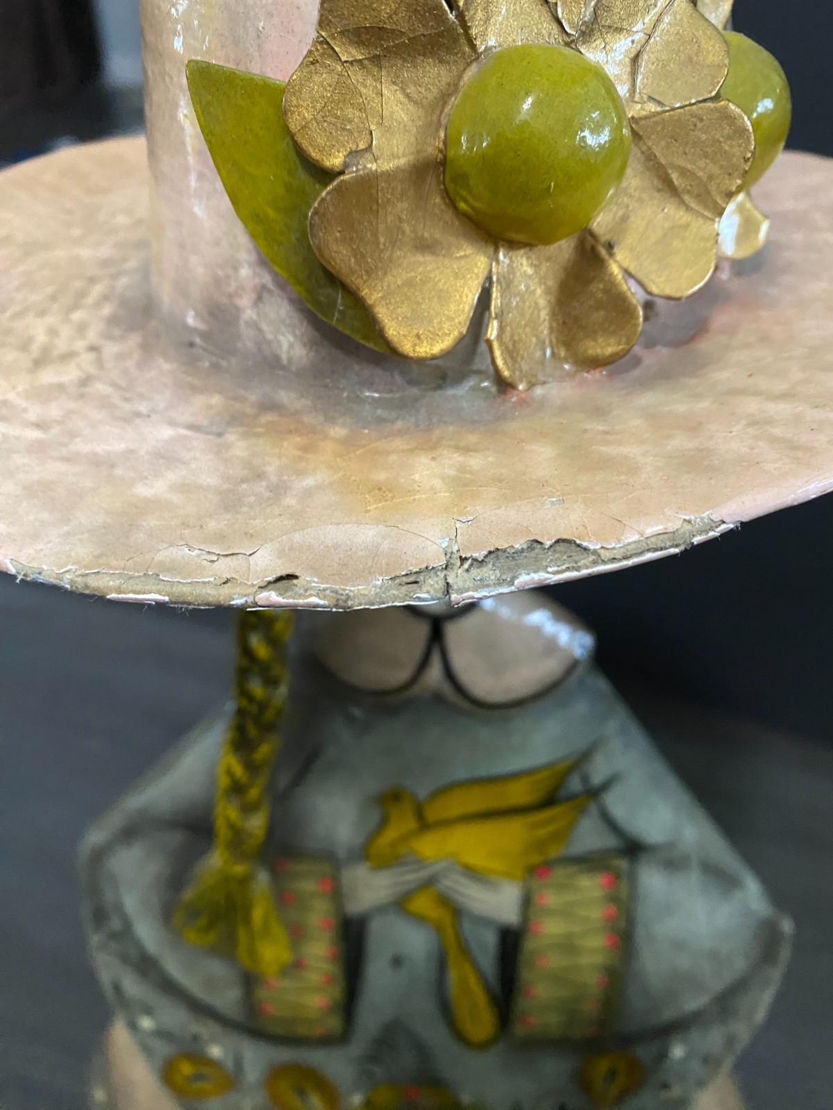 Vintage 15” Ser-Mel De Tonala Jal Mexico Paper Mache Girl Rare Large Folk Art