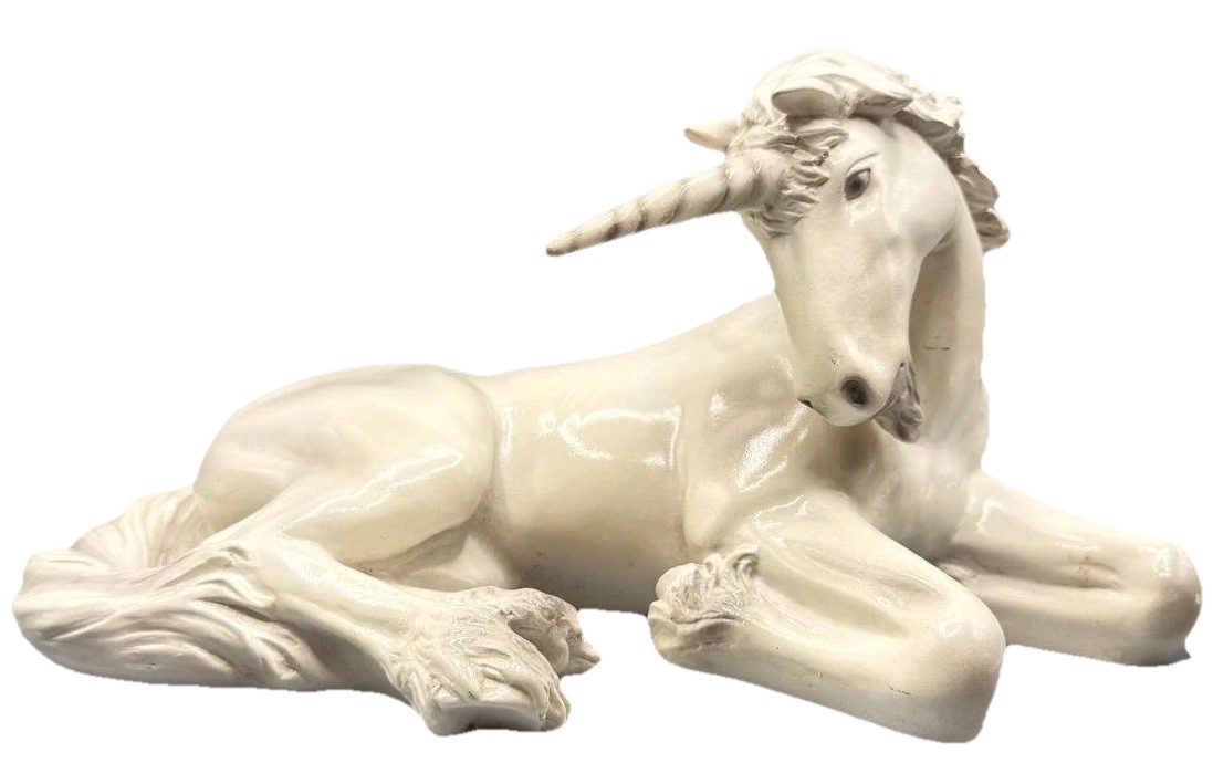 Vintage Unicorn Figurine Universal Statuary 1981 White Ceramic Bisque Statue