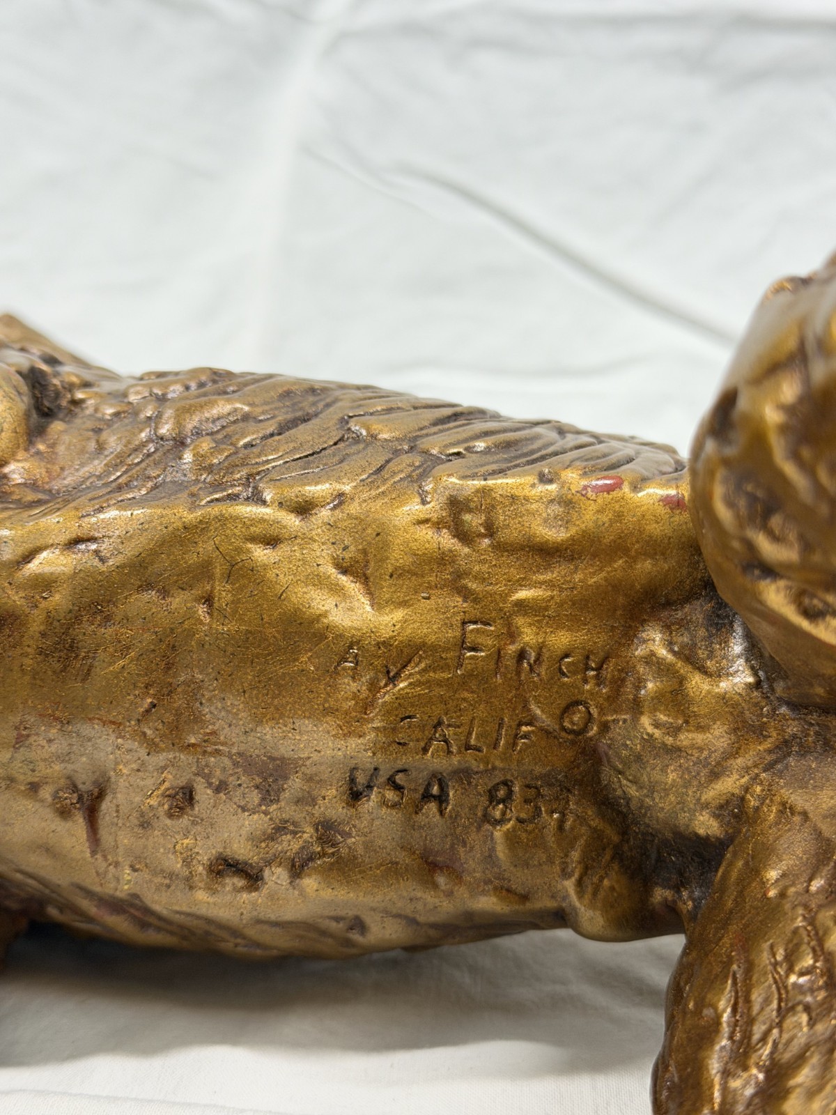RARE Kay Finch Afghan Dog Gold Leaf Figurine Signed 14″