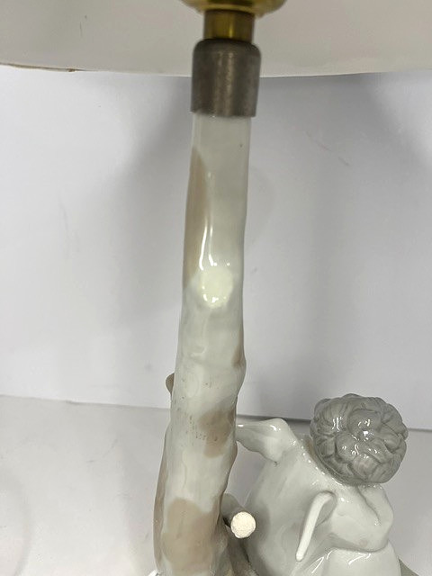 Lladro Sitting Thinking Angel Porcelain Table Vanity Lamp Fulgencio Garcia 12″