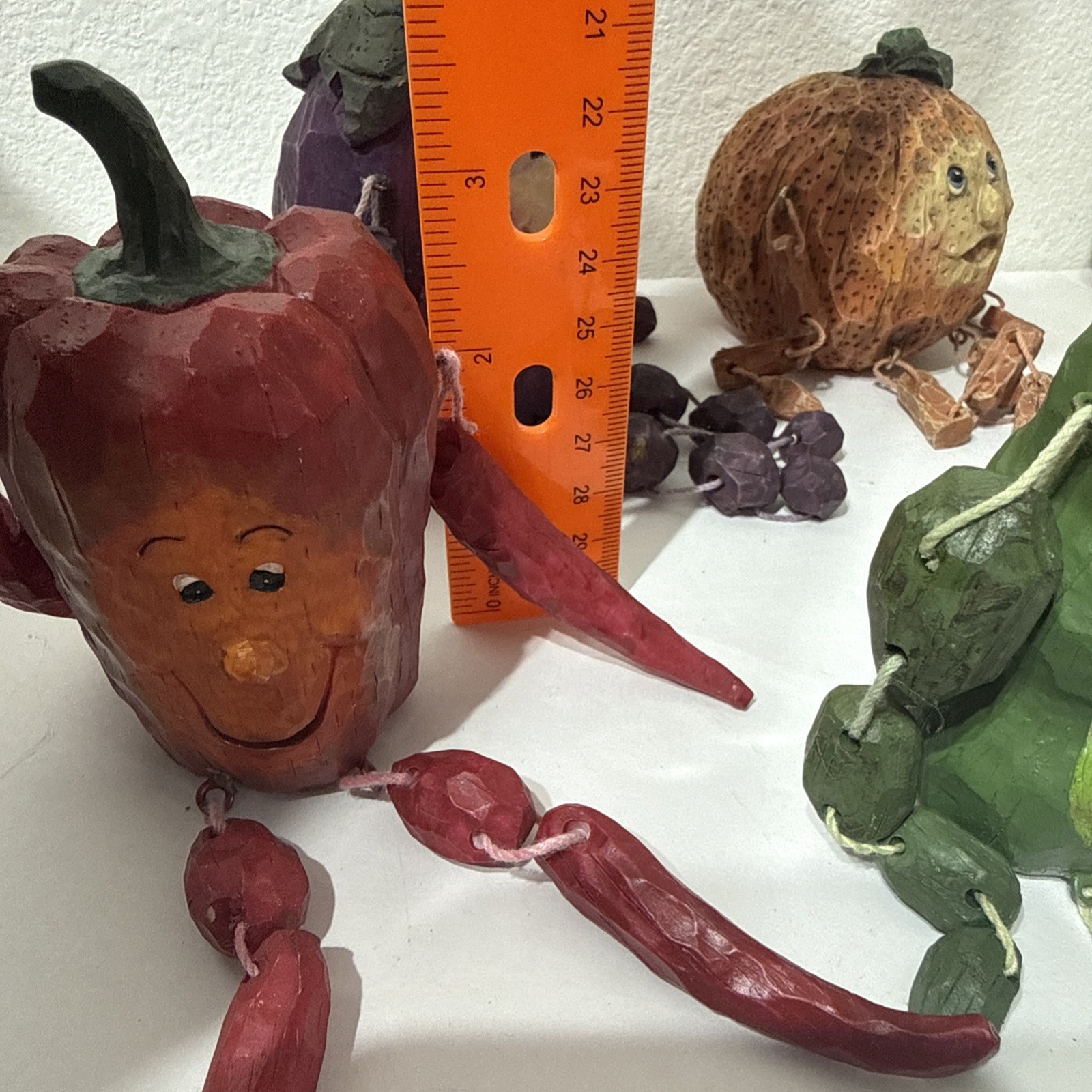 Anthropomorphic Vegetable Shelf Sitter LOT 7 pcs Dangle Granny Core Figures READ