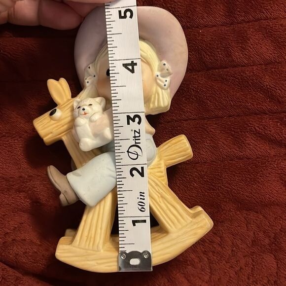 Vintage Homco Figurine Little Girl Cowgirl Rocking Horse 1417 Child Western