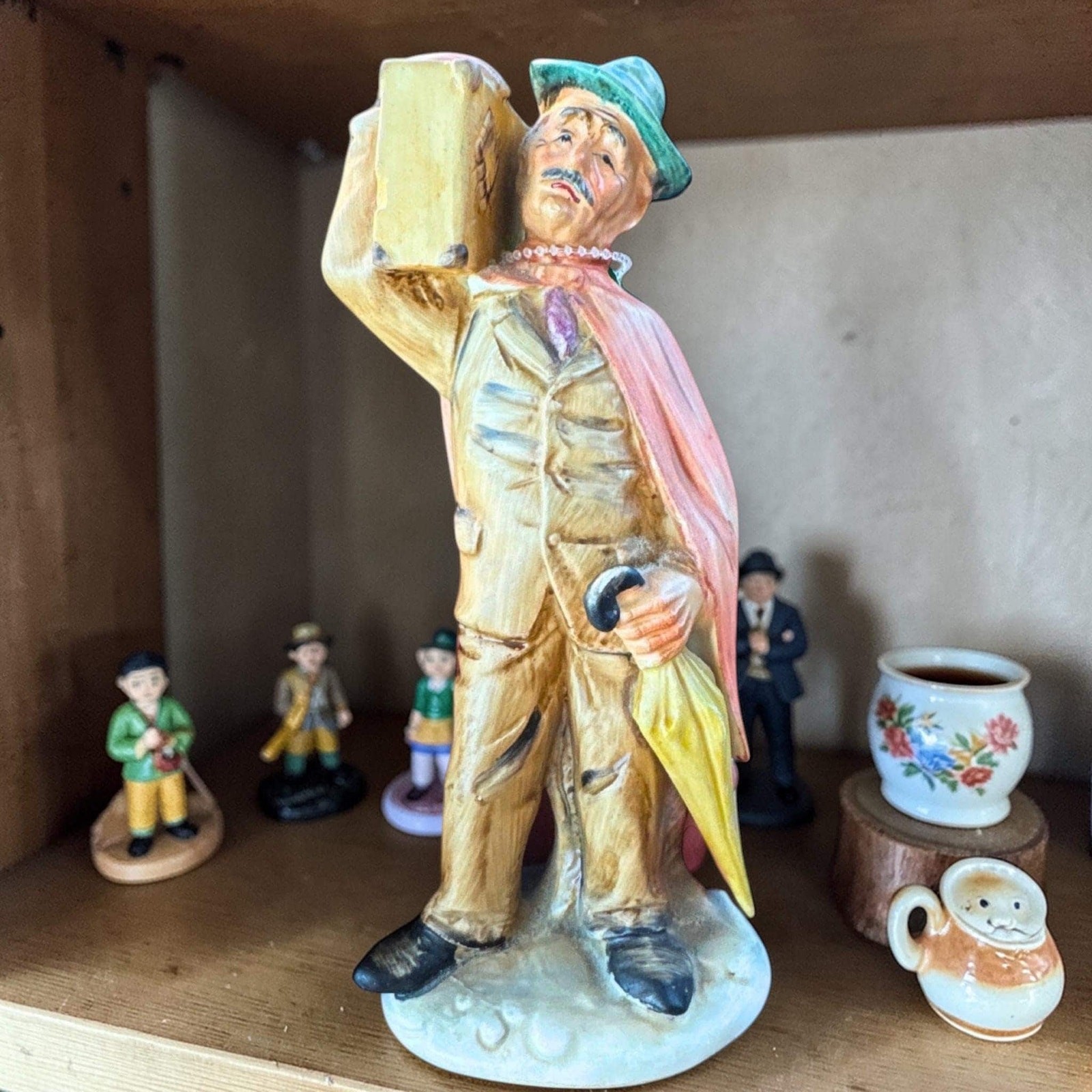 Antique Hand-Painted Market Man & Women Figurines Made in Japan Mid-Century