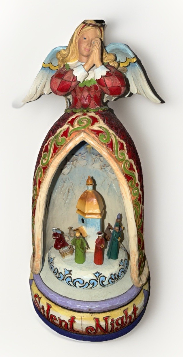 Jim Shore “Silent Night” 2006 Angel Nativity Scene Spinning Musical Figure 11”