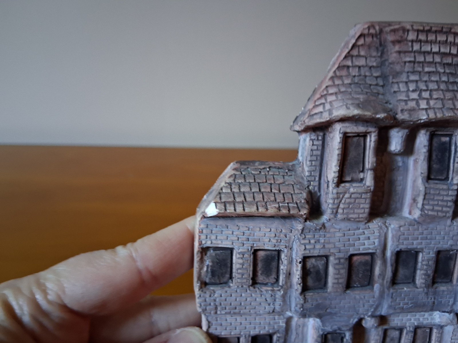 Colin Scott Handmade Painted Plaster Building Sculpture Gray Brown Architecture