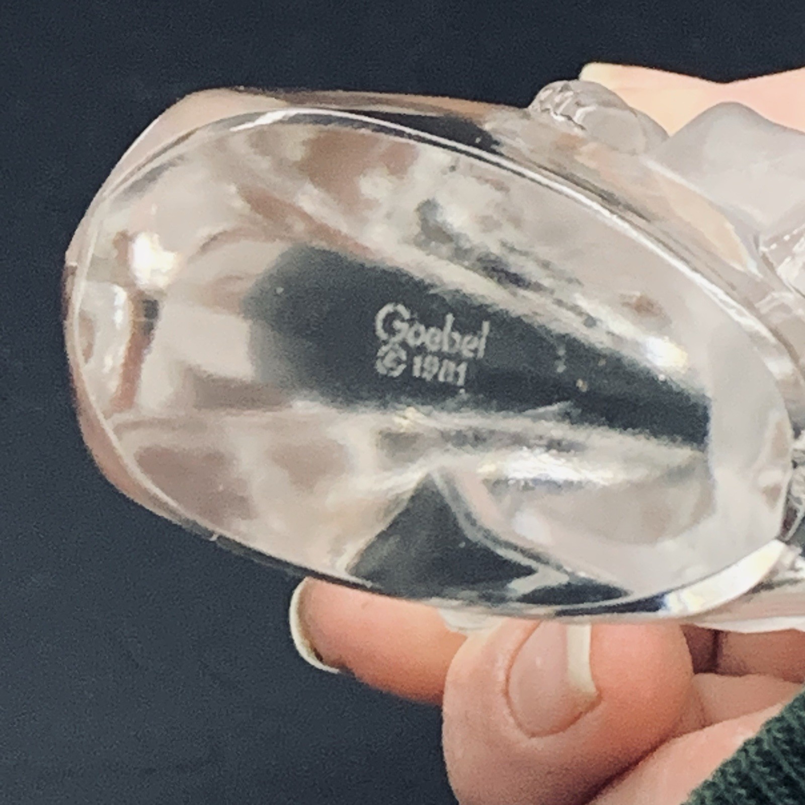 Crystal Figurine Goebel Clear Frosted Glass Angel Child on Moon 3.5” Tall