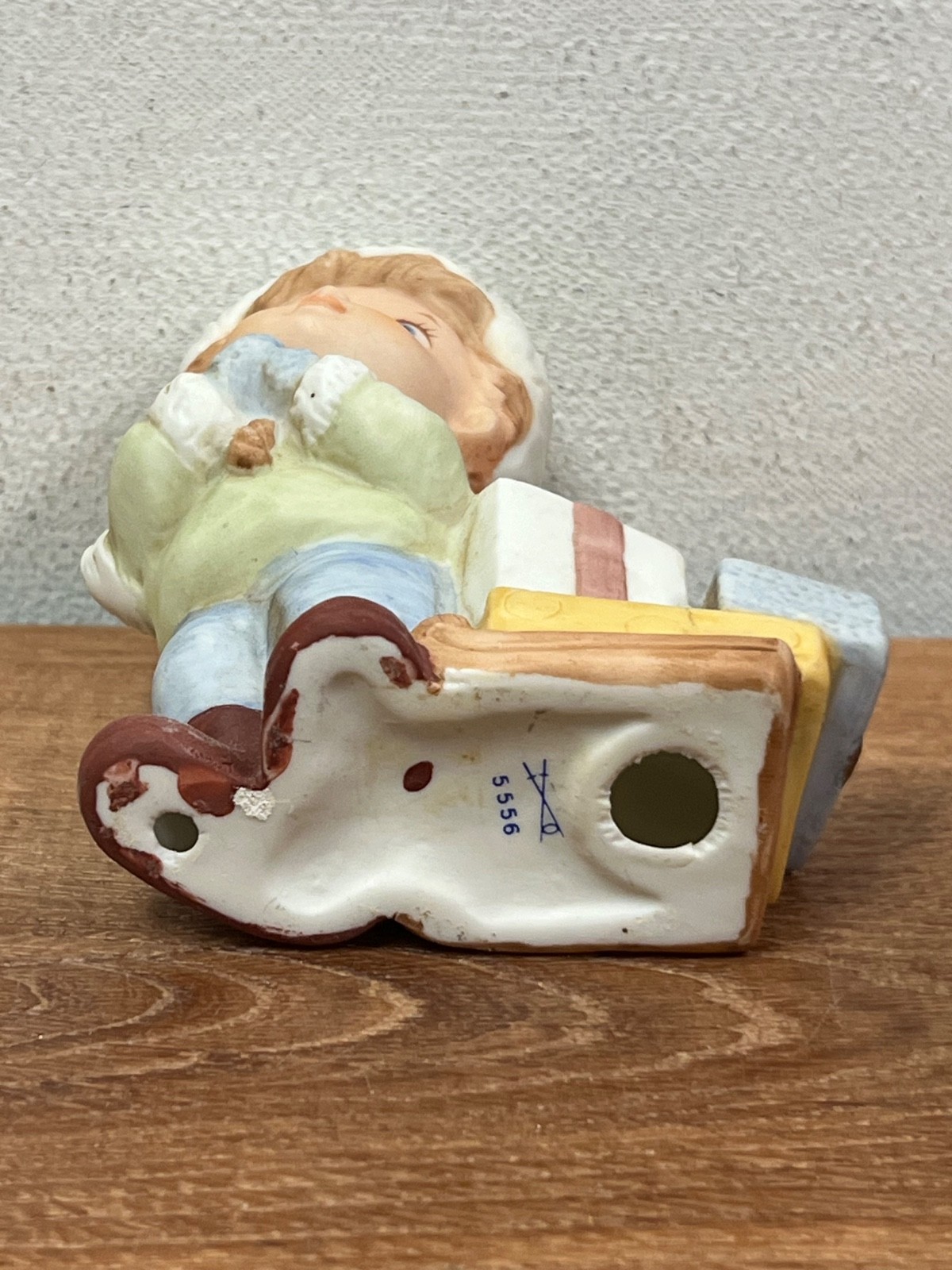 Homco Vintage Christmas 5556 Porcelain Christmas Boy with Presents