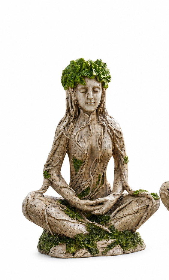 Forest Tree Goddess Statue Resin Meditation Figurine Indoor Outdoor Decor