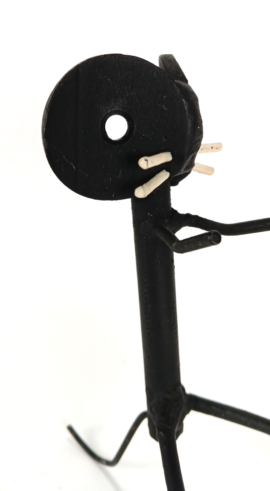 VTG Mouse Sculpture Handmade Mid Century Black Cast Metal Abstract Art Figure
