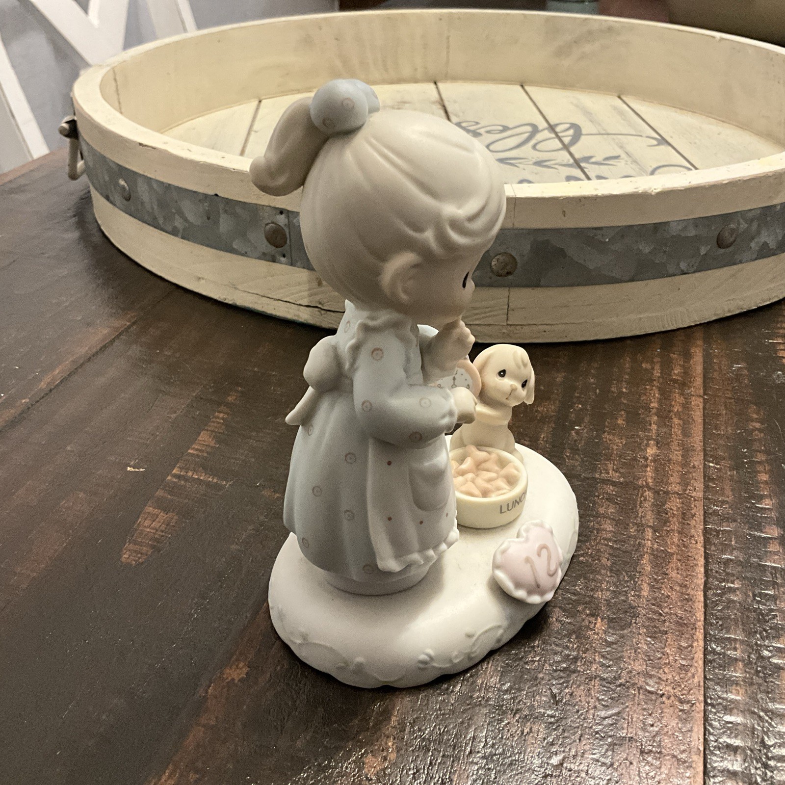 Precious Moments Figurine Porcelain Girl w/ Dog: Growing In Grace Age 12 1990s