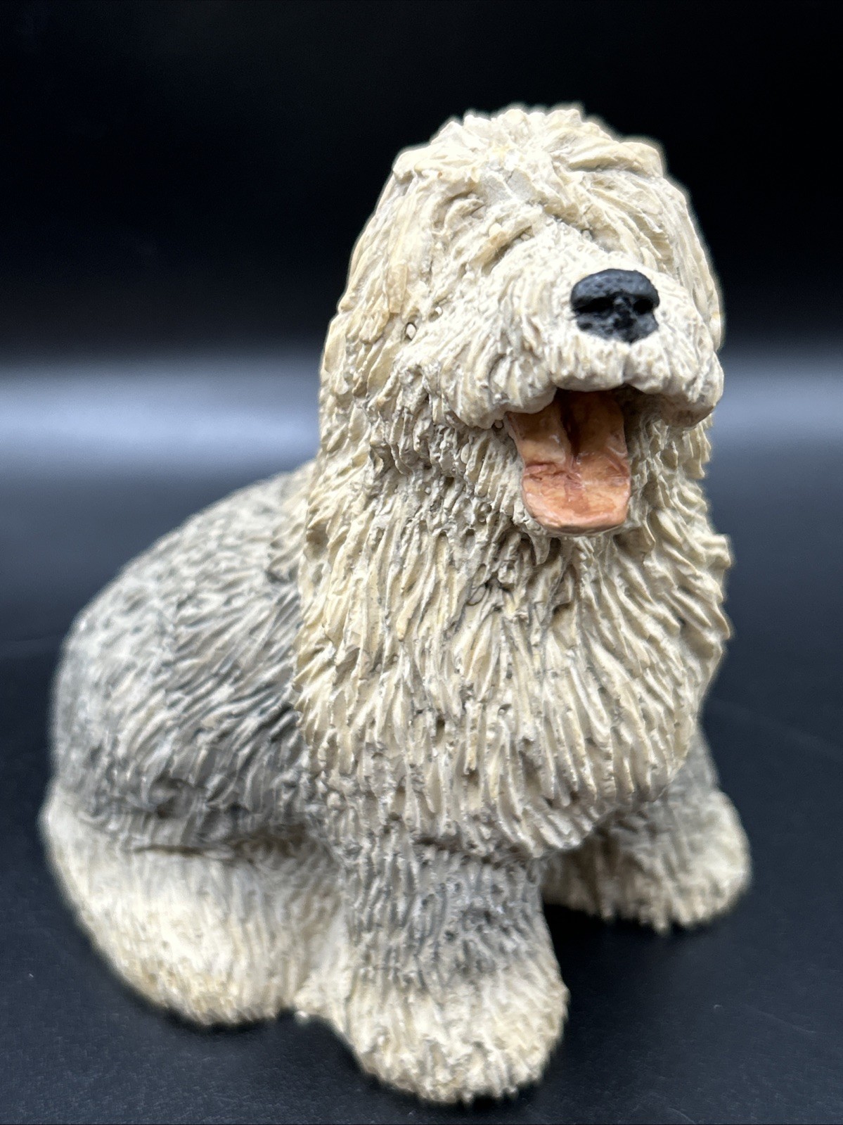 1984 United Design (Miller) Old English Sheepdog Figurine Stone Critters 3.75”T