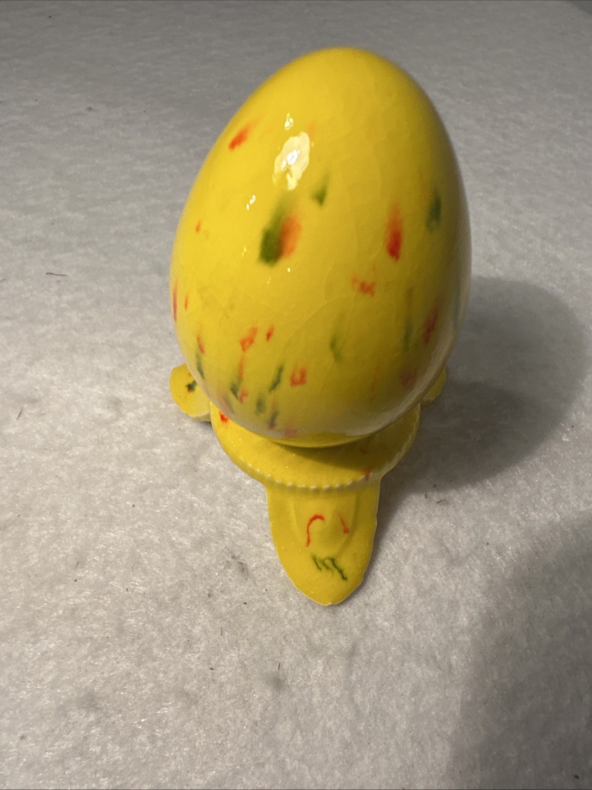 Vintage Hand Painted Porcelain Easter Egg Yellow Delicate Pretty