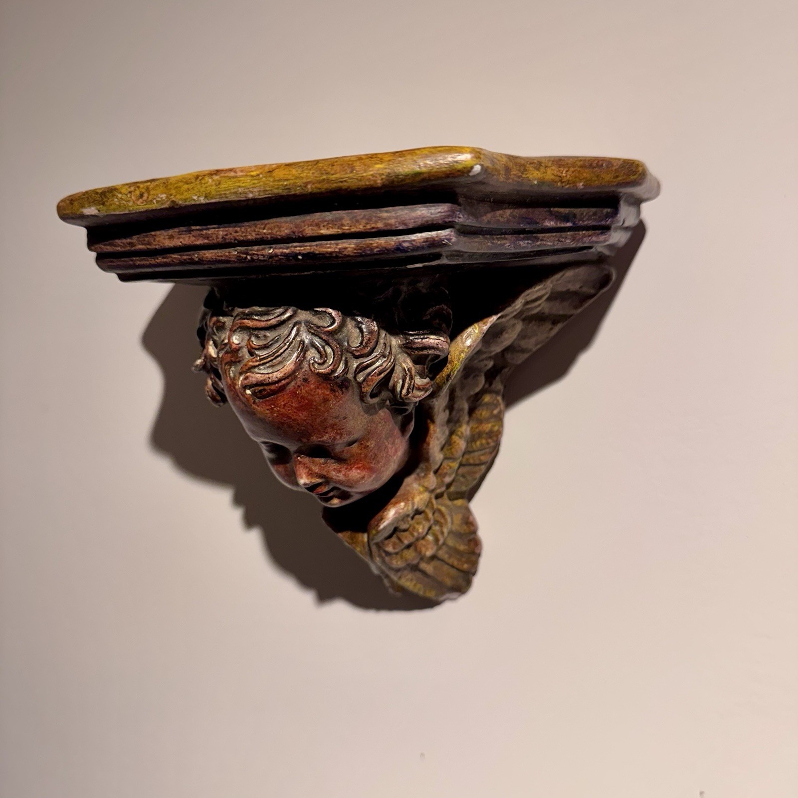 Vintage Baroque Gilt Cherub Wall Shelf Angel Putto Italian Decor
