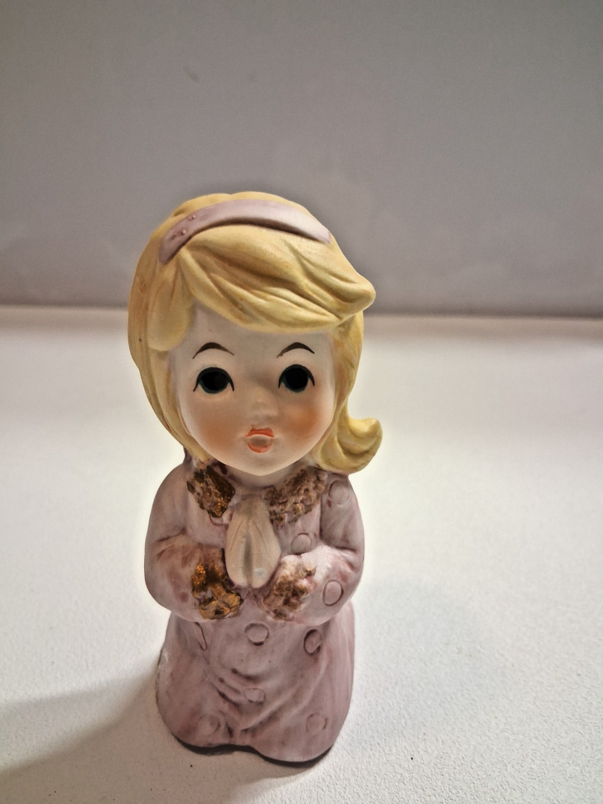Vtg Homco Home Interior Porcelain Ceramic Bisque Angel and 2 Praying Children