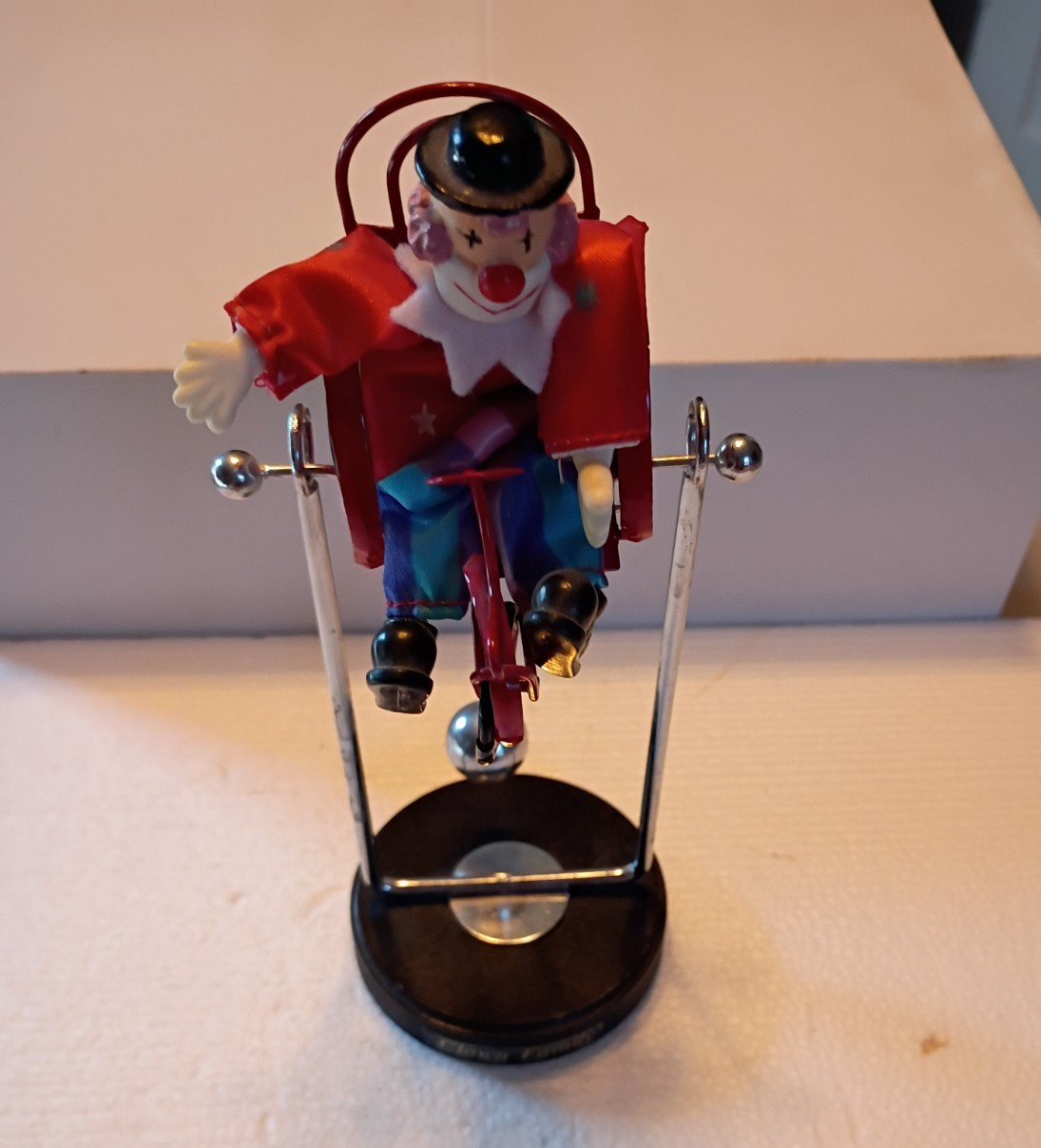 Clown Family Swinging Clown Figurine Painted Metal/Plastic Red Multicolor