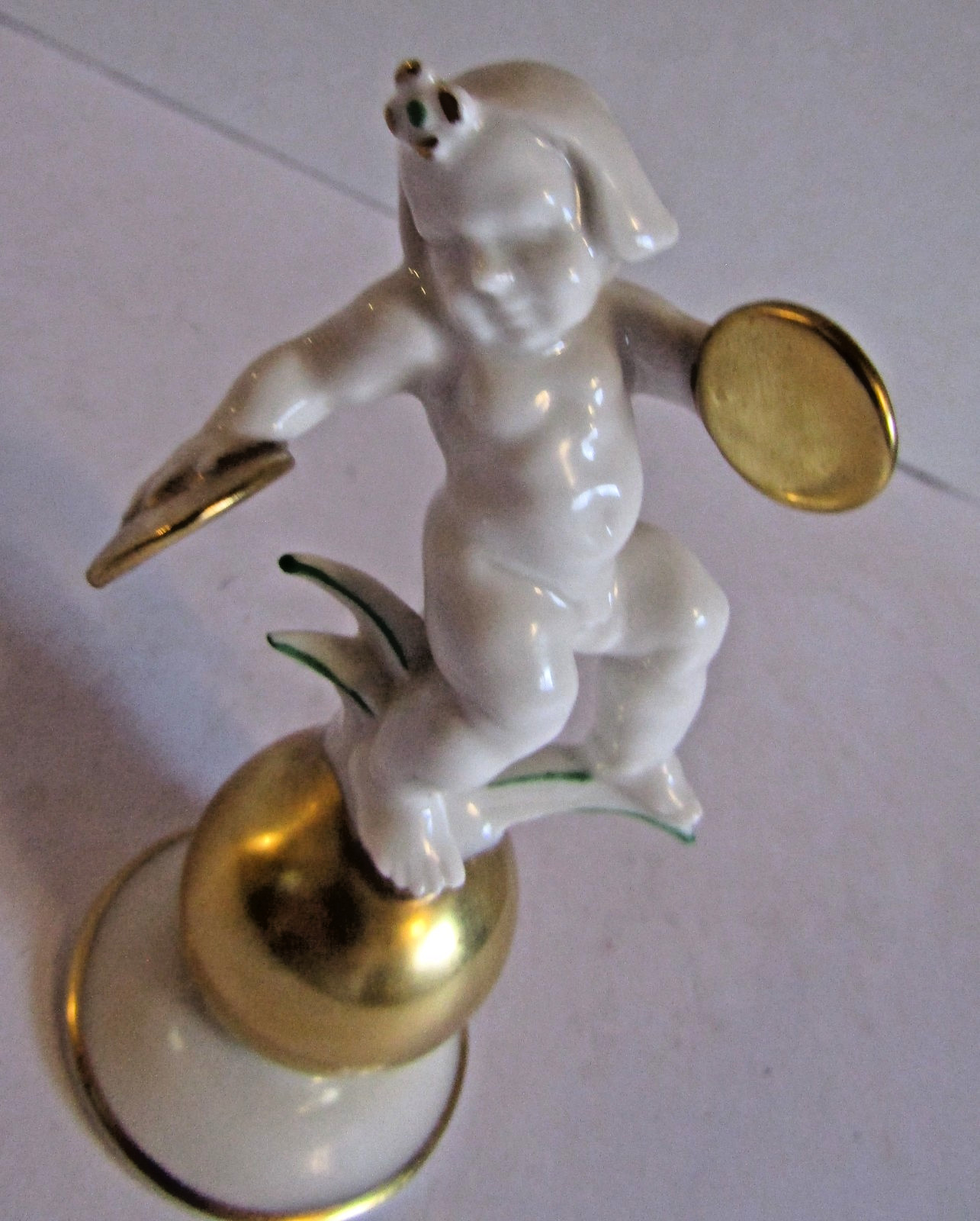 Karl Tutter Putti Hutschenreuther German Porcelain CHERUB Selb Figurine Cymbals