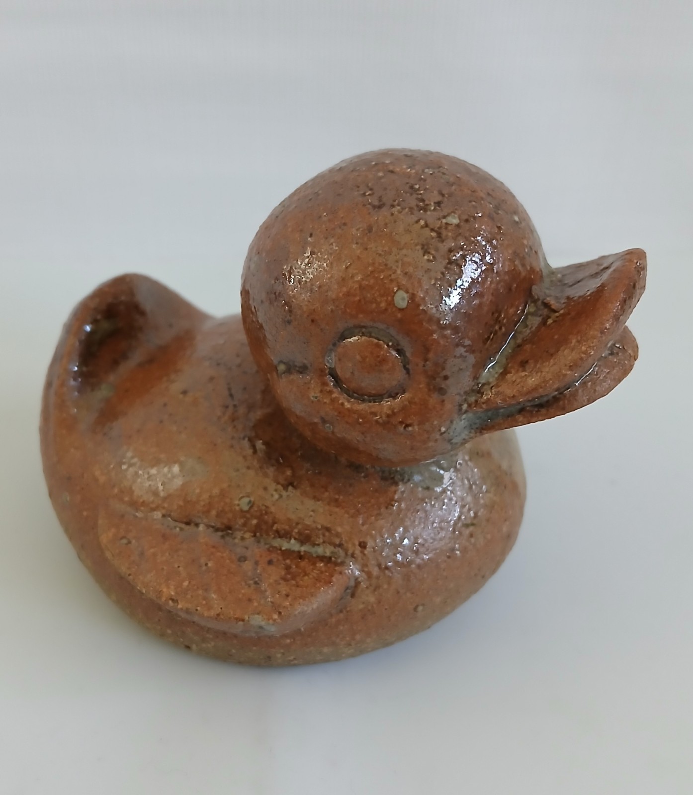 Vintage Stoneware Raku Style Duck Figurine Decor Collectible