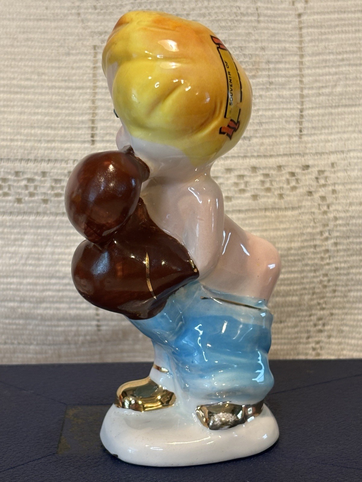 Vintage Porcelain “Little Champ” Boxing Figurine Gemstone Eyes Kreiss & Co 1950s