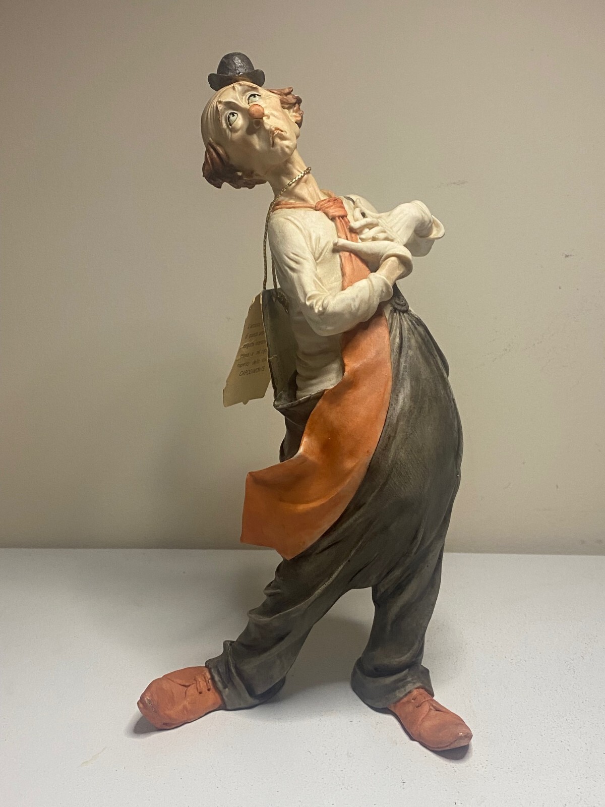Capodimonte Sad Singing Clown 11.25 in. Tall Statuette with Manufacturer Tag EUC