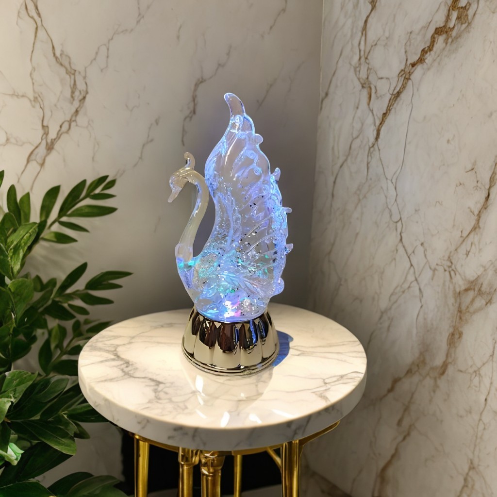 11″H LED Lighted Swan Figurine Ornament Home Decor Battery-Operated