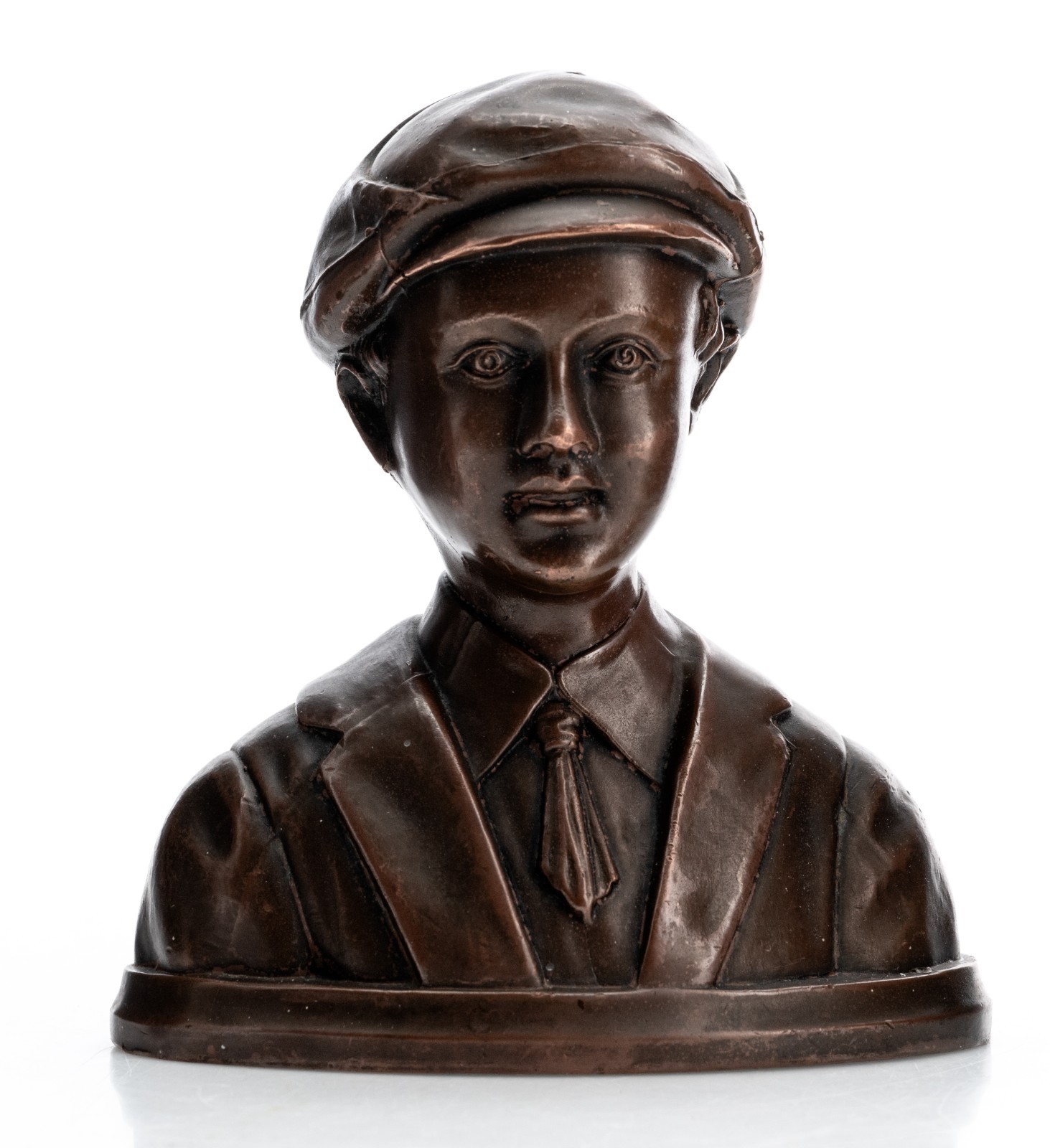 Jennings Brothers Nouveau Bronze Pot Metal / Spelter 5″ Newspaper Boy J.B. 1890