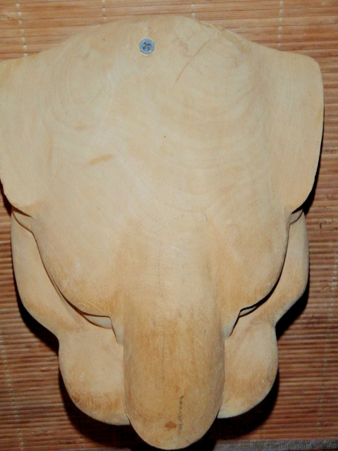 Vintage Hand Carved Wooden Panther Leopard Head Wall Hanging Folk Art