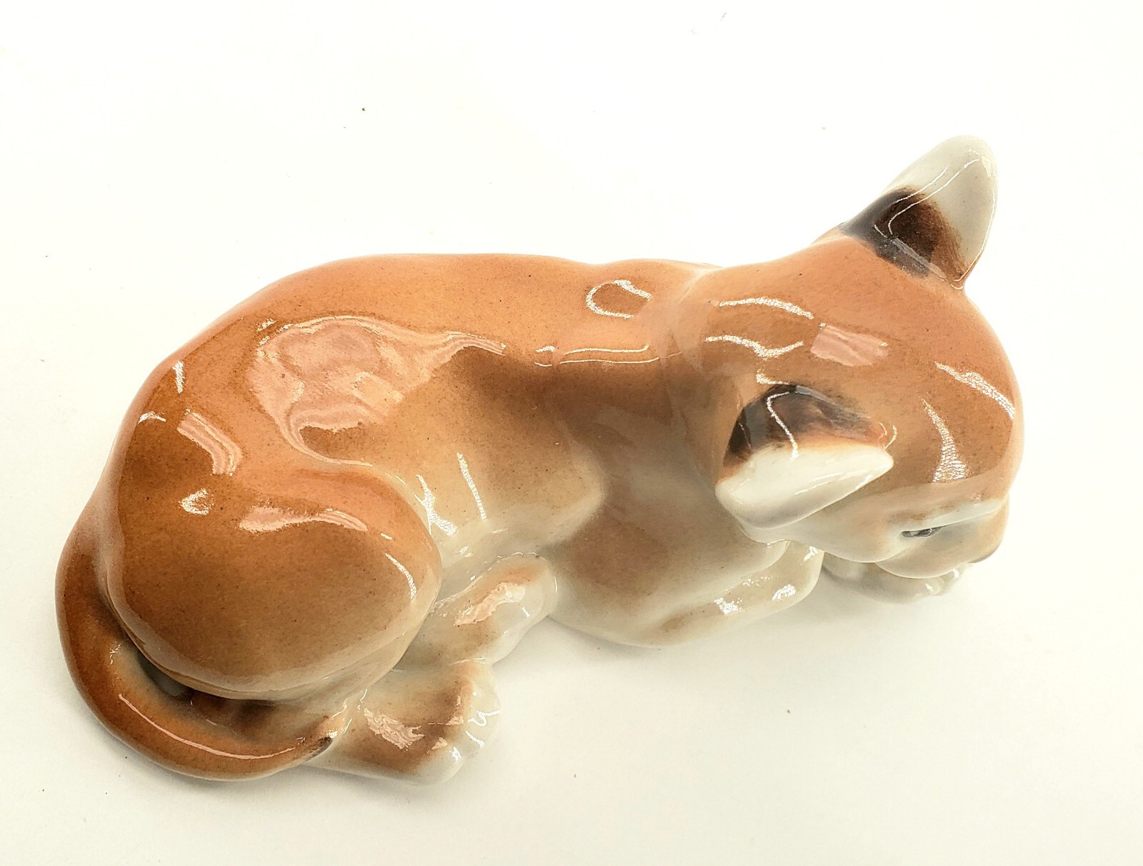 USSR Lomonosov Russian Porcelain Lion and Cheetah Cubs Cat Figurines