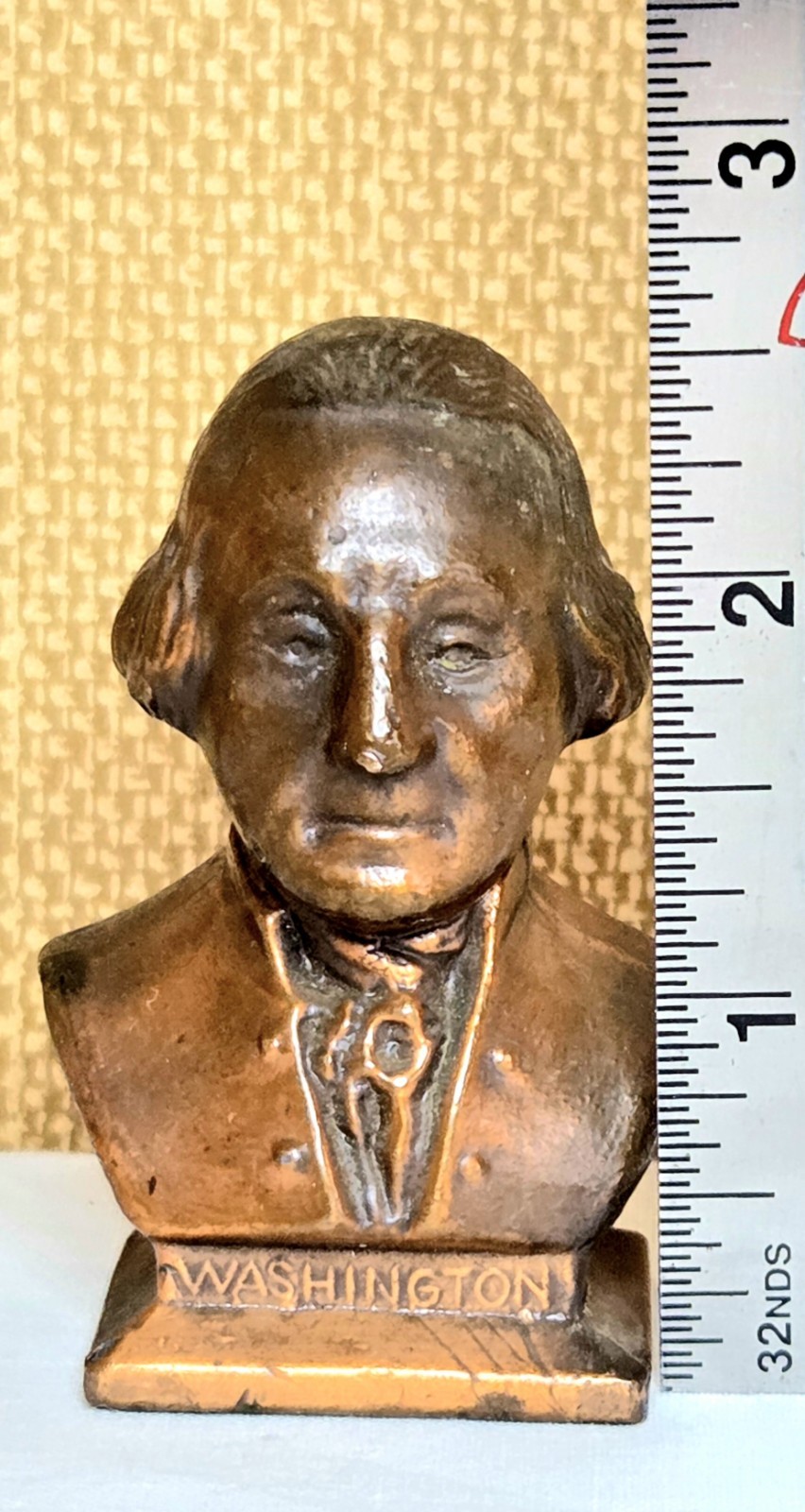 George Washington Miniature Bust Bronze Tone Figurine 2.5” Vintage Americana