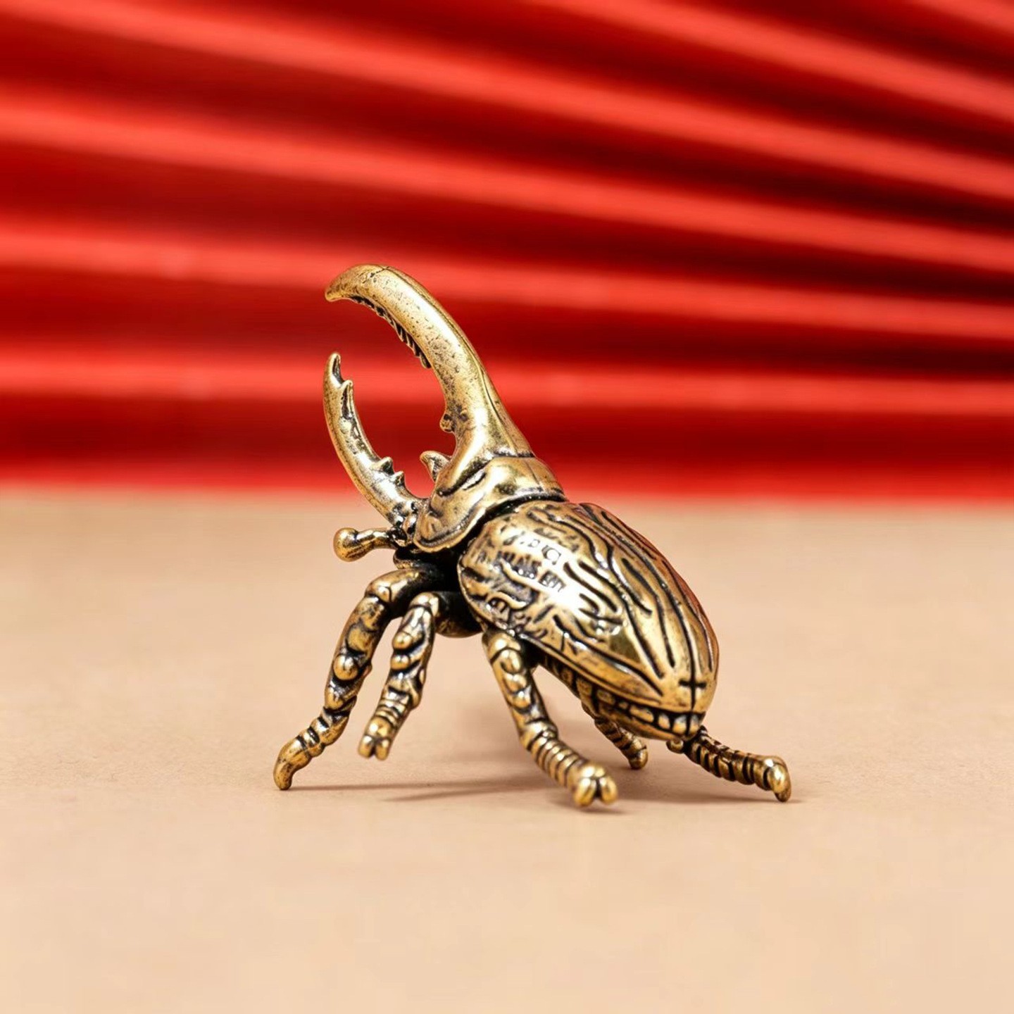 Lot of 2 Vintage Brass Home Desk Deco Statue Figurine ornament Hercules beetle