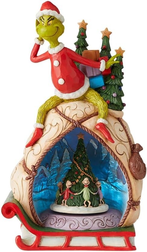 Jim Shore Dr. Seuss Grinch Stealing Christmas Rotating Statue 6009699 NEW T