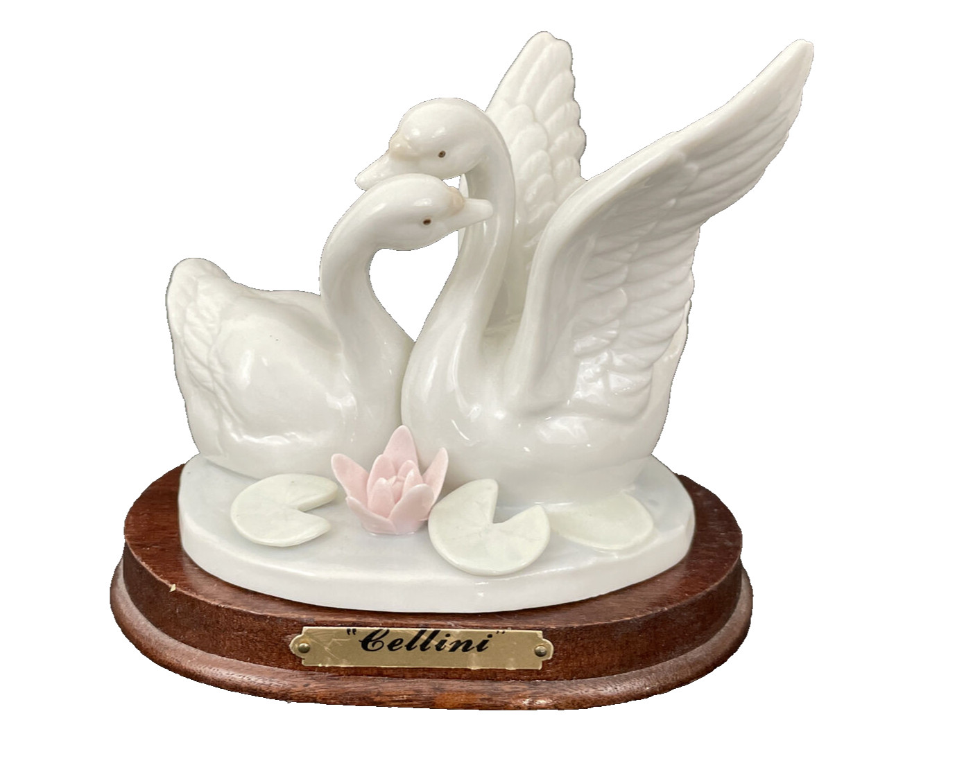Cellini Collection White Swan FIGURINE with DIsplay Stand Cob Pen Porcelain