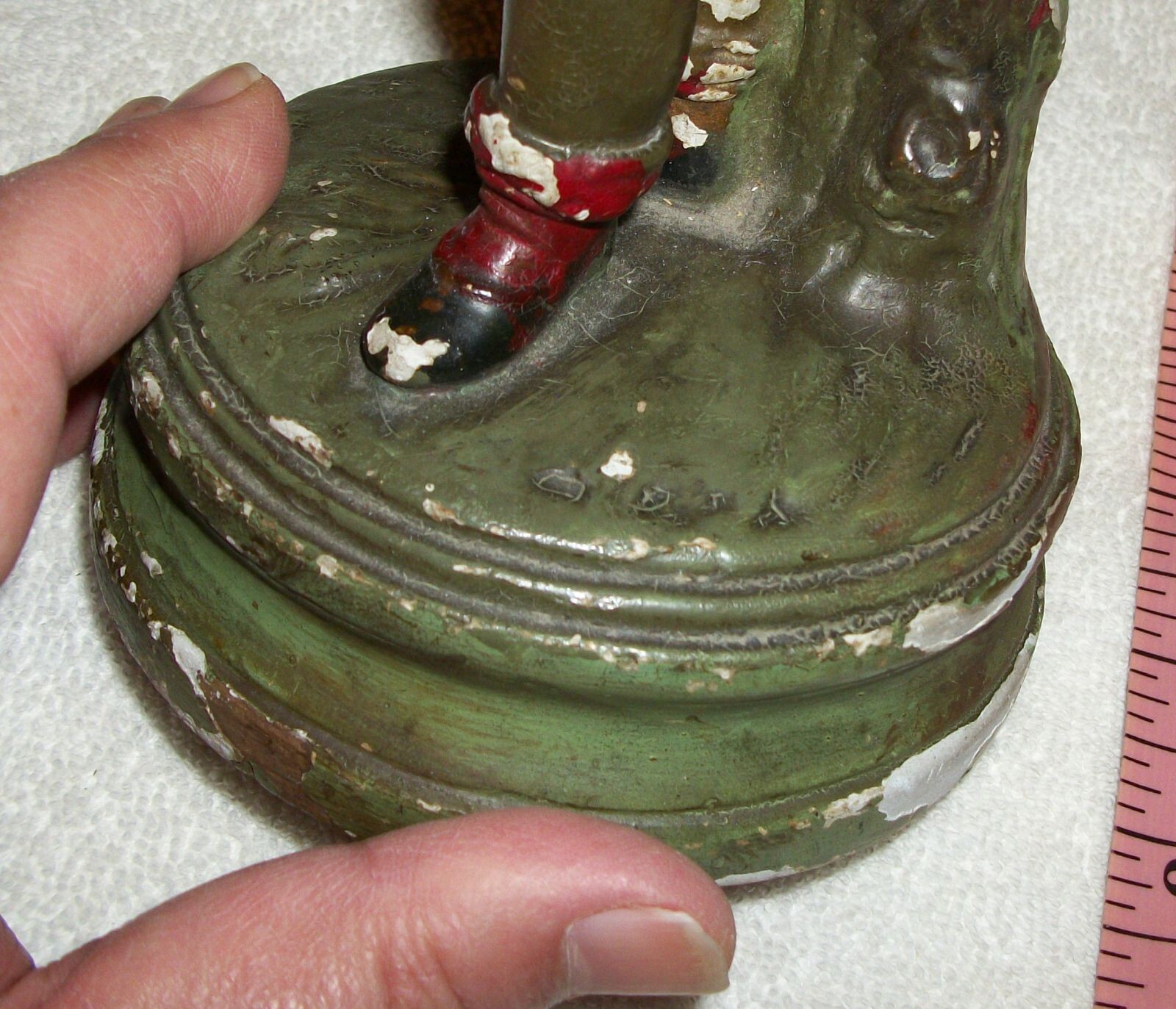Antique Chalkware “Girl Carrying Wheat” statue 11″ Tall Faux Bronze